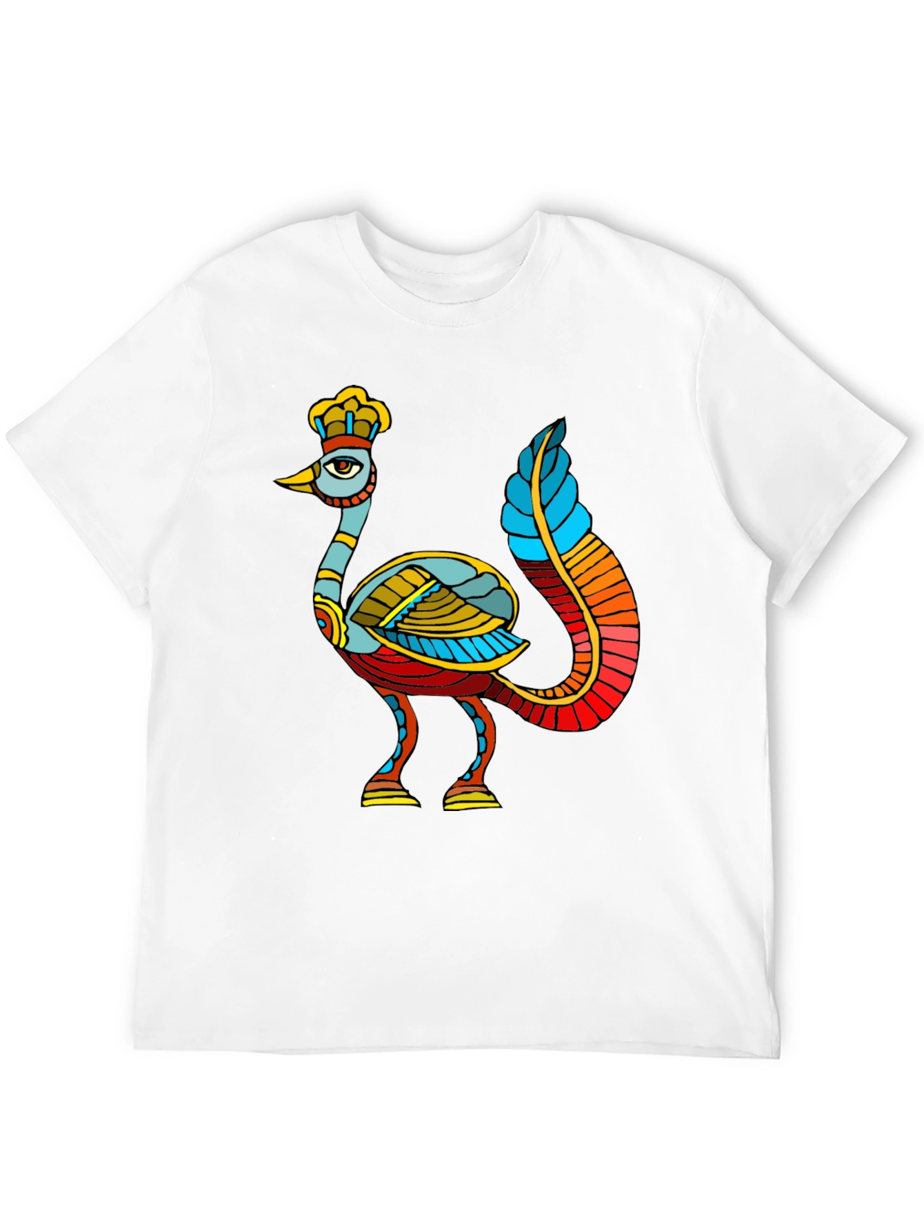 Unique Bird Design Black T-Shirt