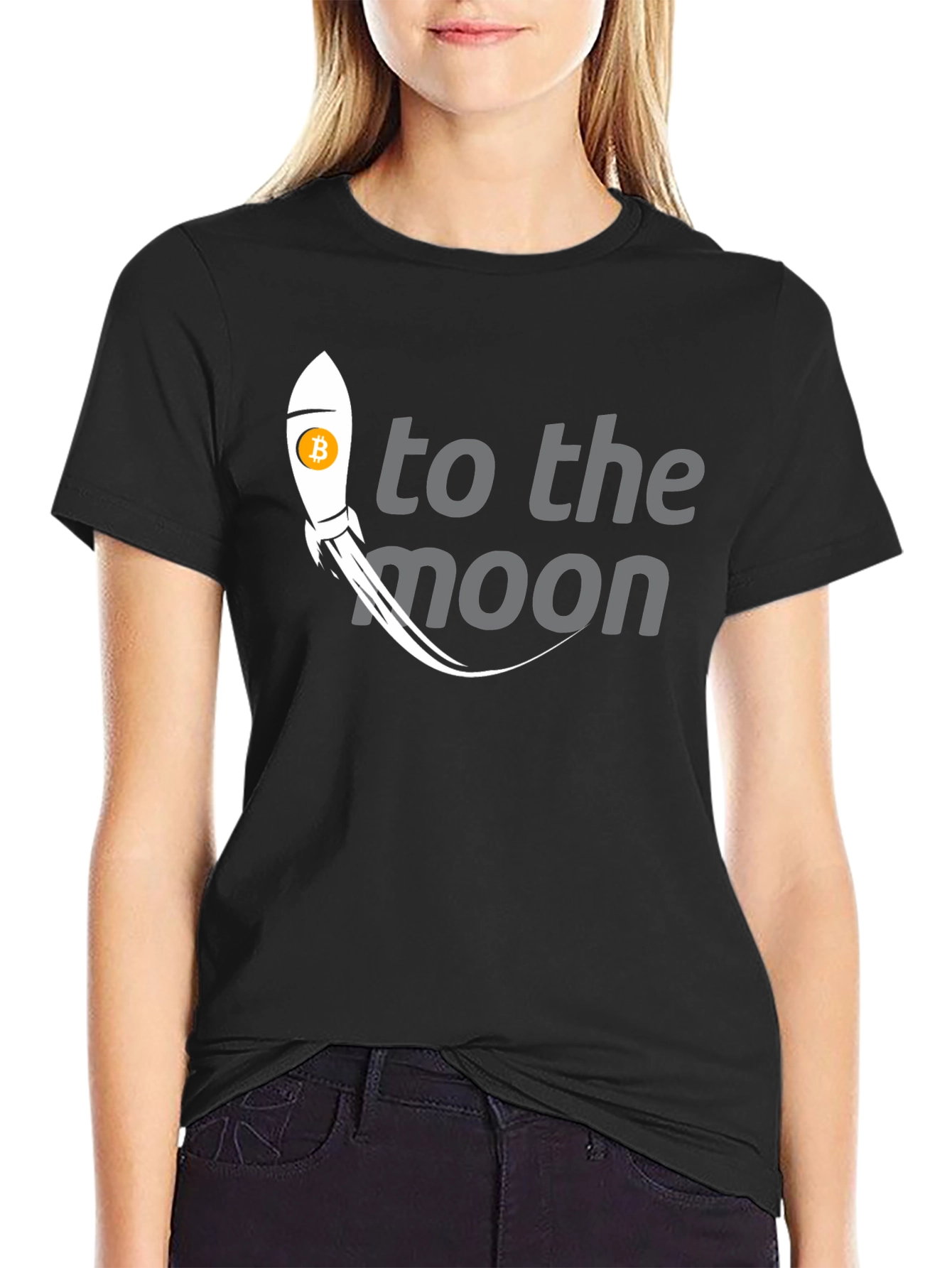 Bitcoin Rocket to the Moon Graphic T-Shirt