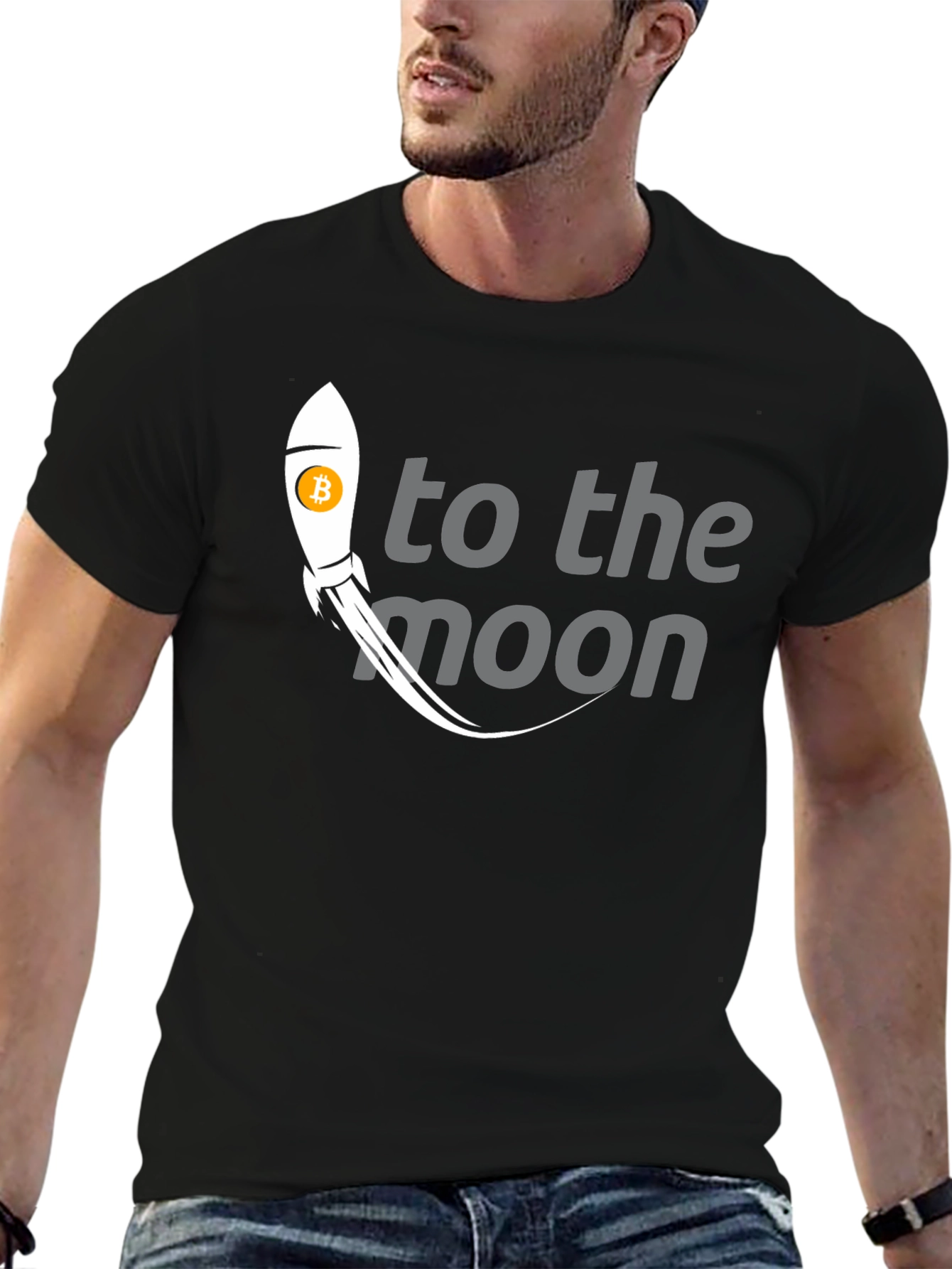 Bitcoin Rocket to the Moon Graphic T-Shirt