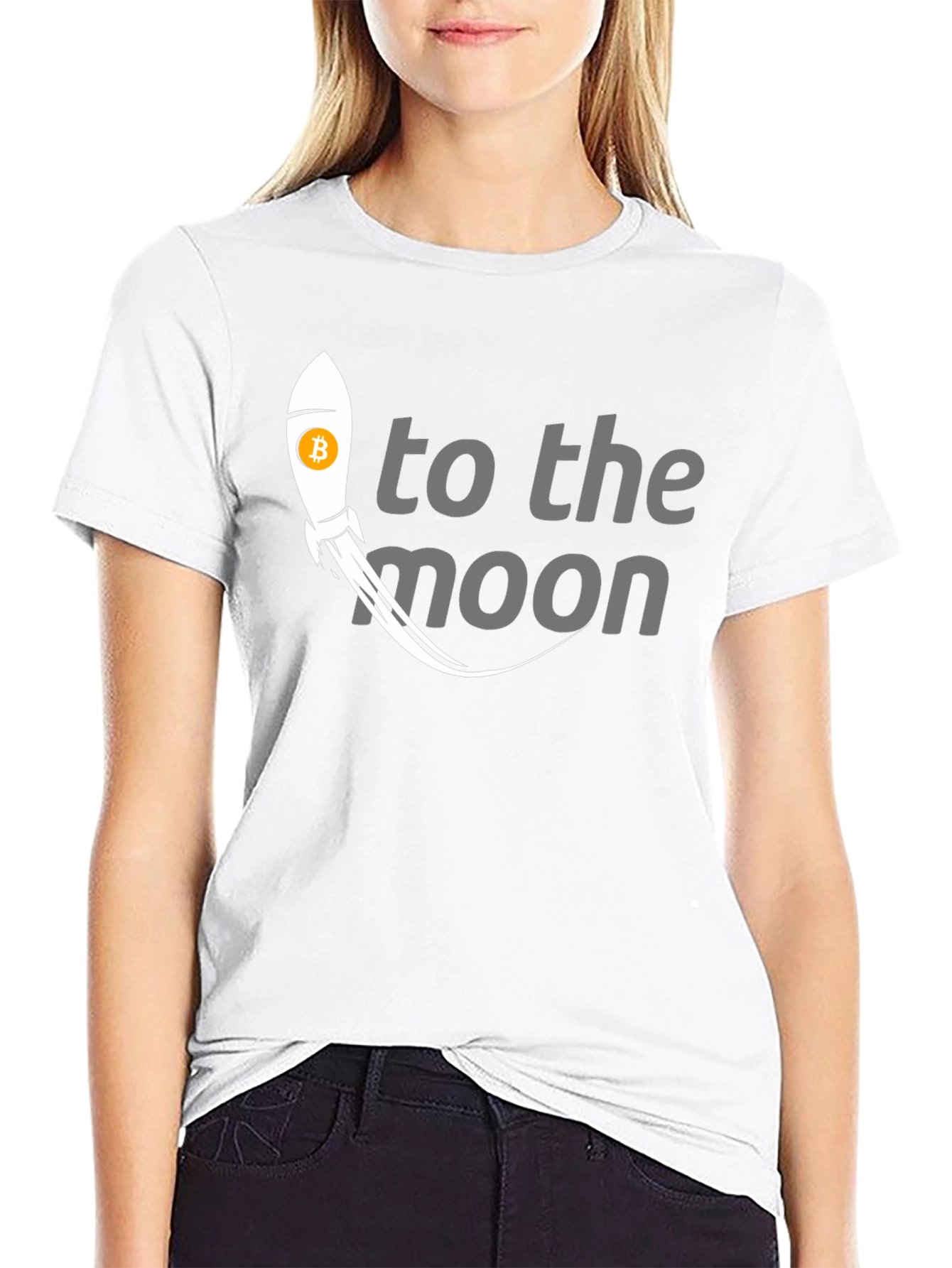 Bitcoin Rocket to the Moon Graphic T-Shirt