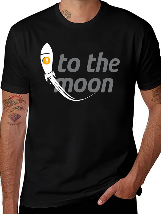 Bitcoin Rocket to the Moon Graphic T-Shirt