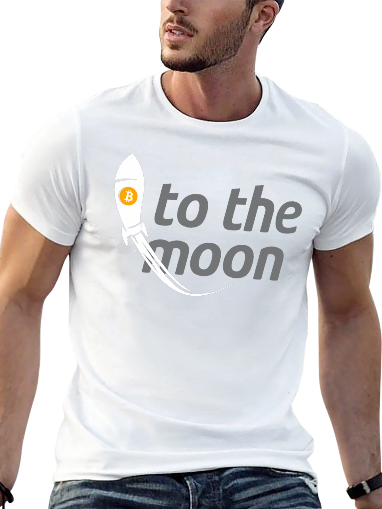 Bitcoin Rocket to the Moon Graphic T-Shirt
