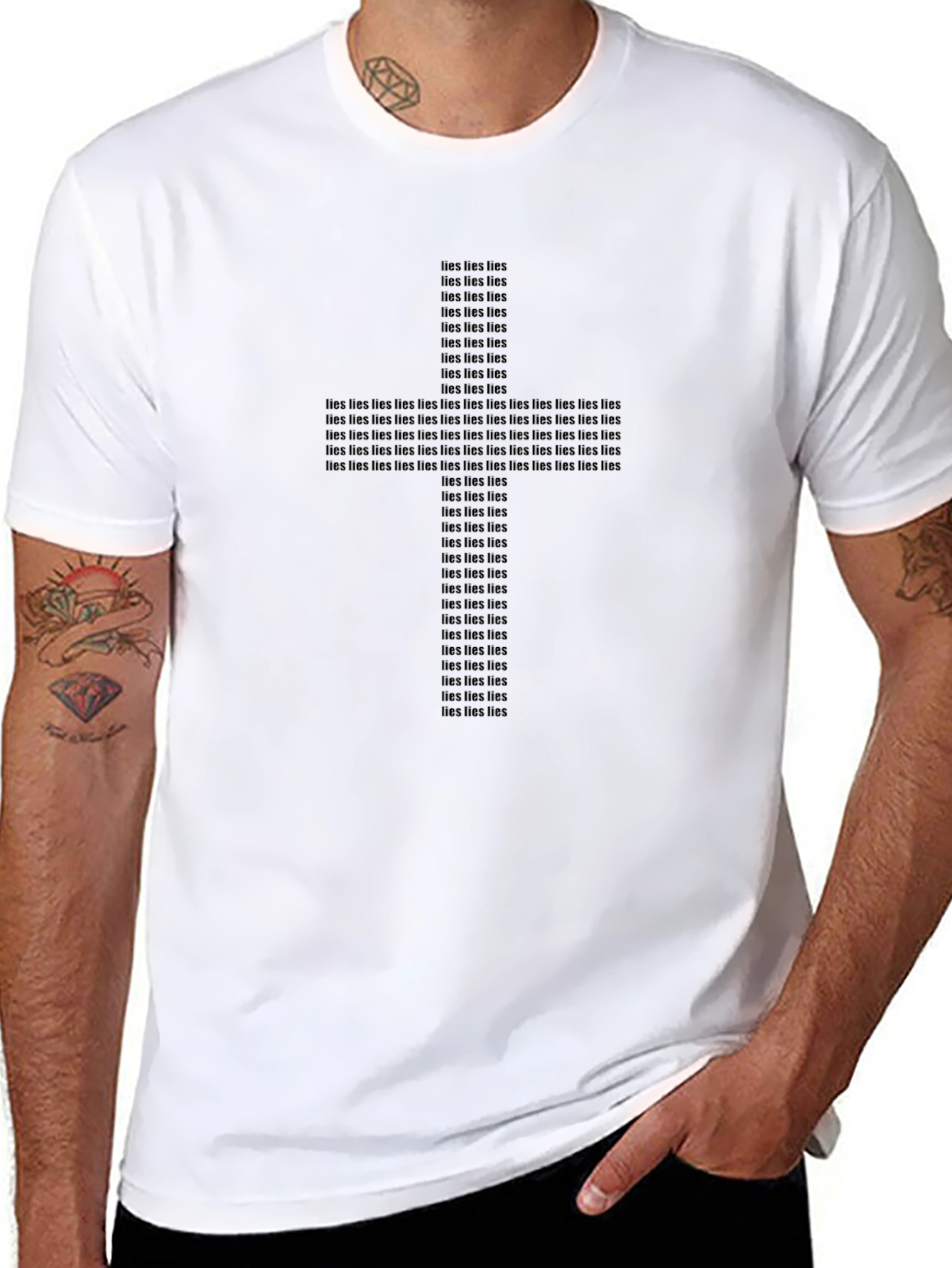 Lies Cross T-Shirt - Stylish Religious Graphic Tee