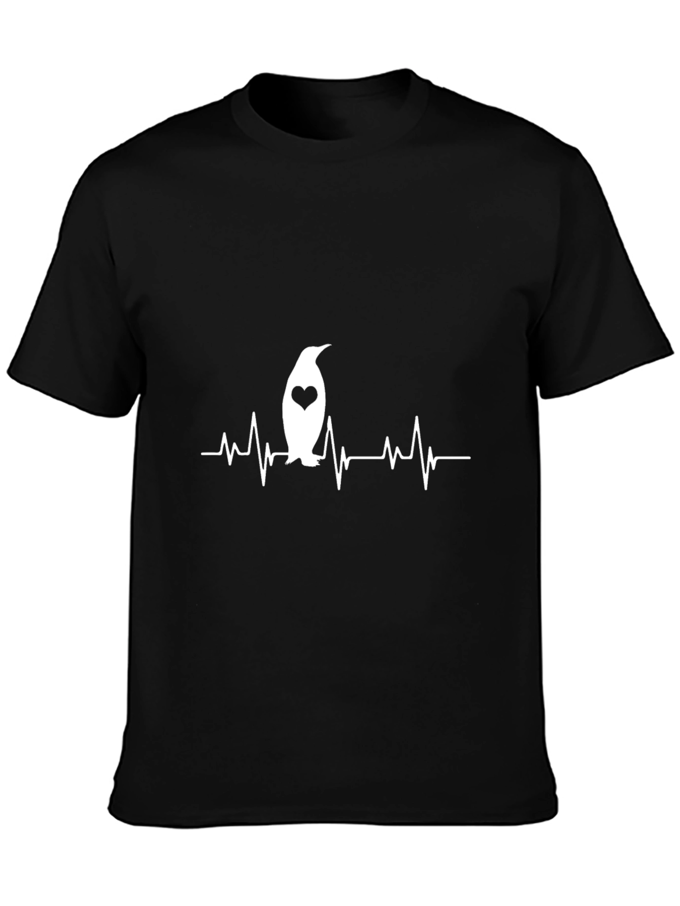 Penguin Heartbeat T-Shirt - Black