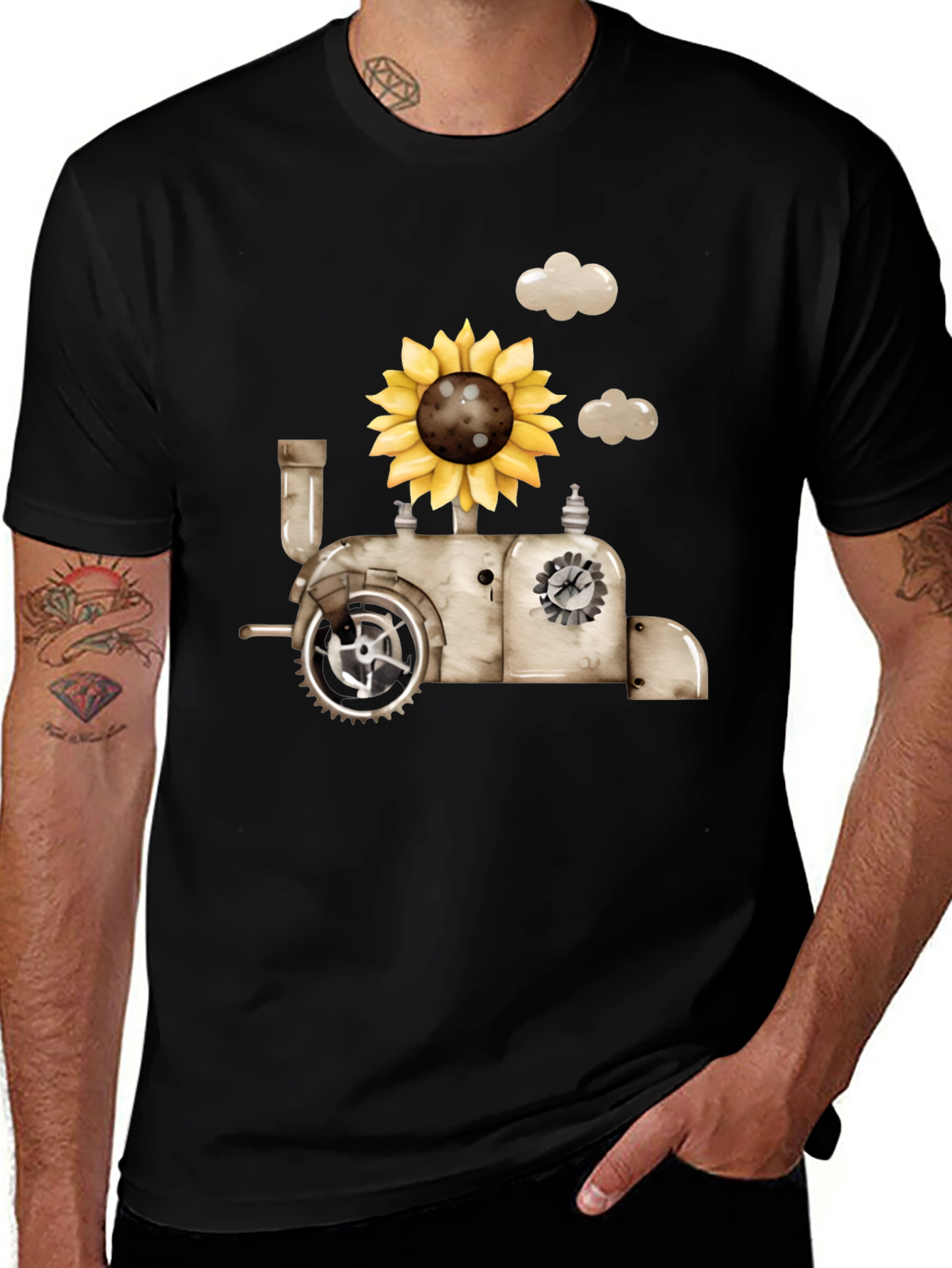 Steampunk Sunflower Train T-Shirt