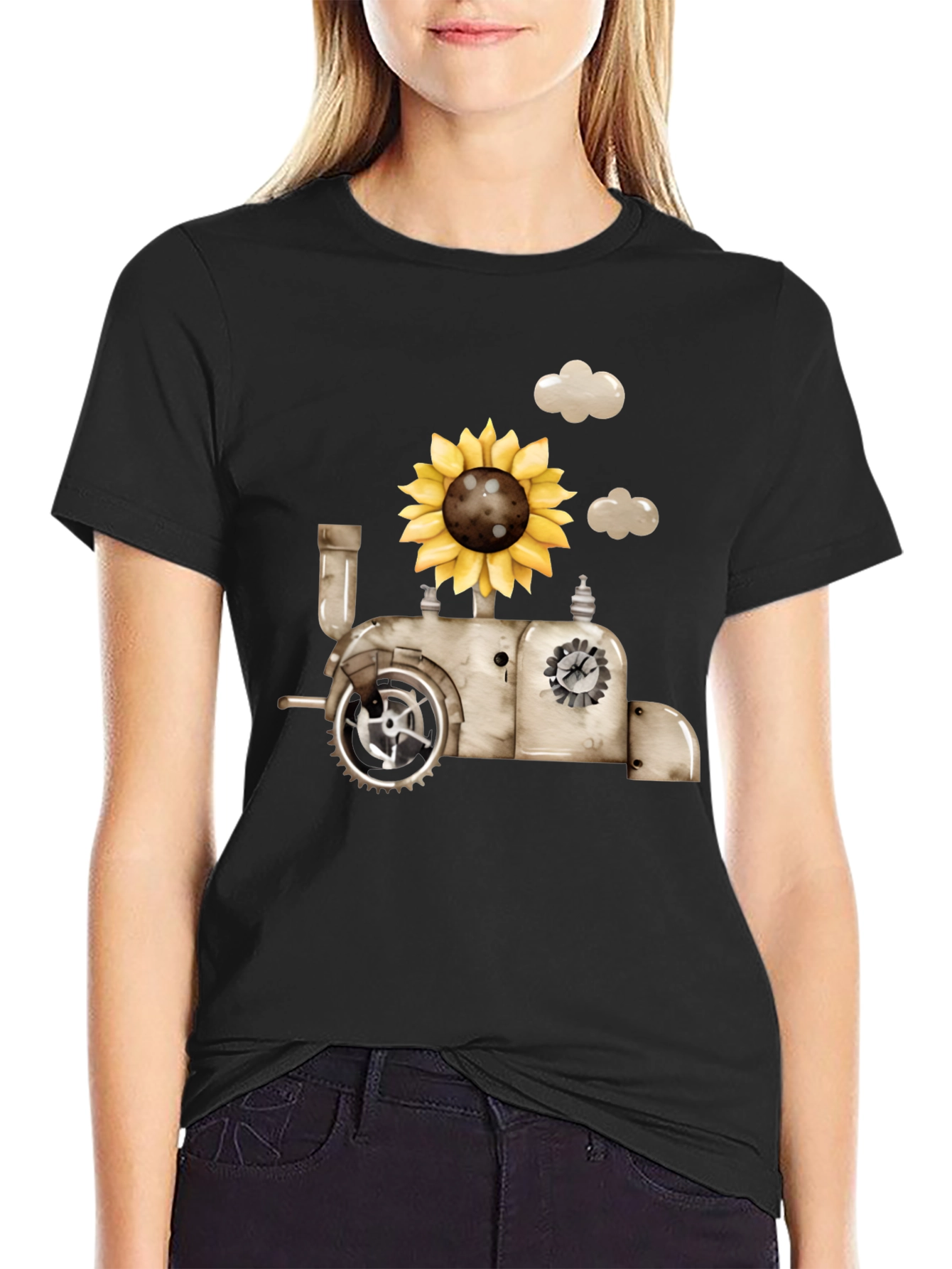 Steampunk Sunflower Train T-Shirt