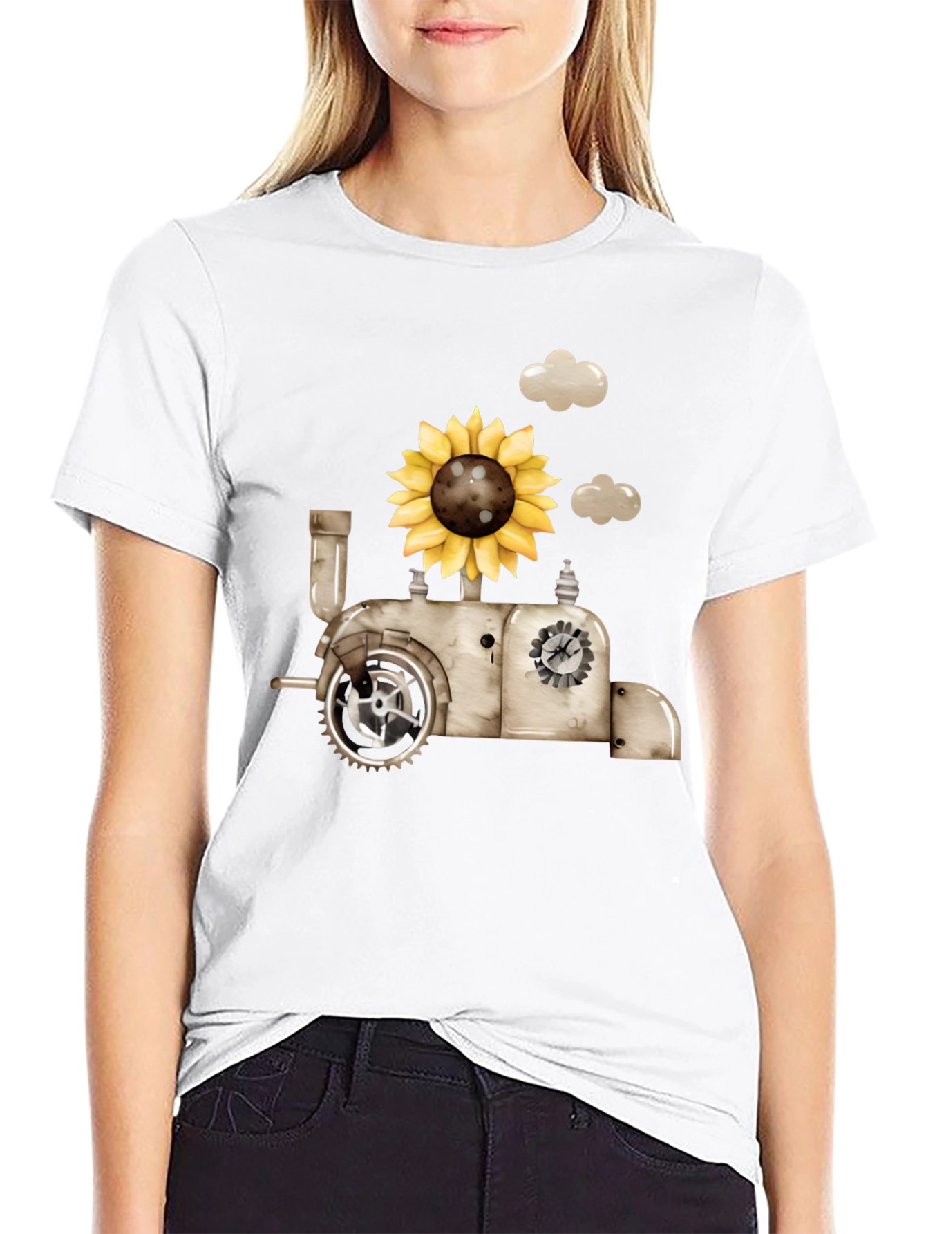 Steampunk Sunflower Train T-Shirt