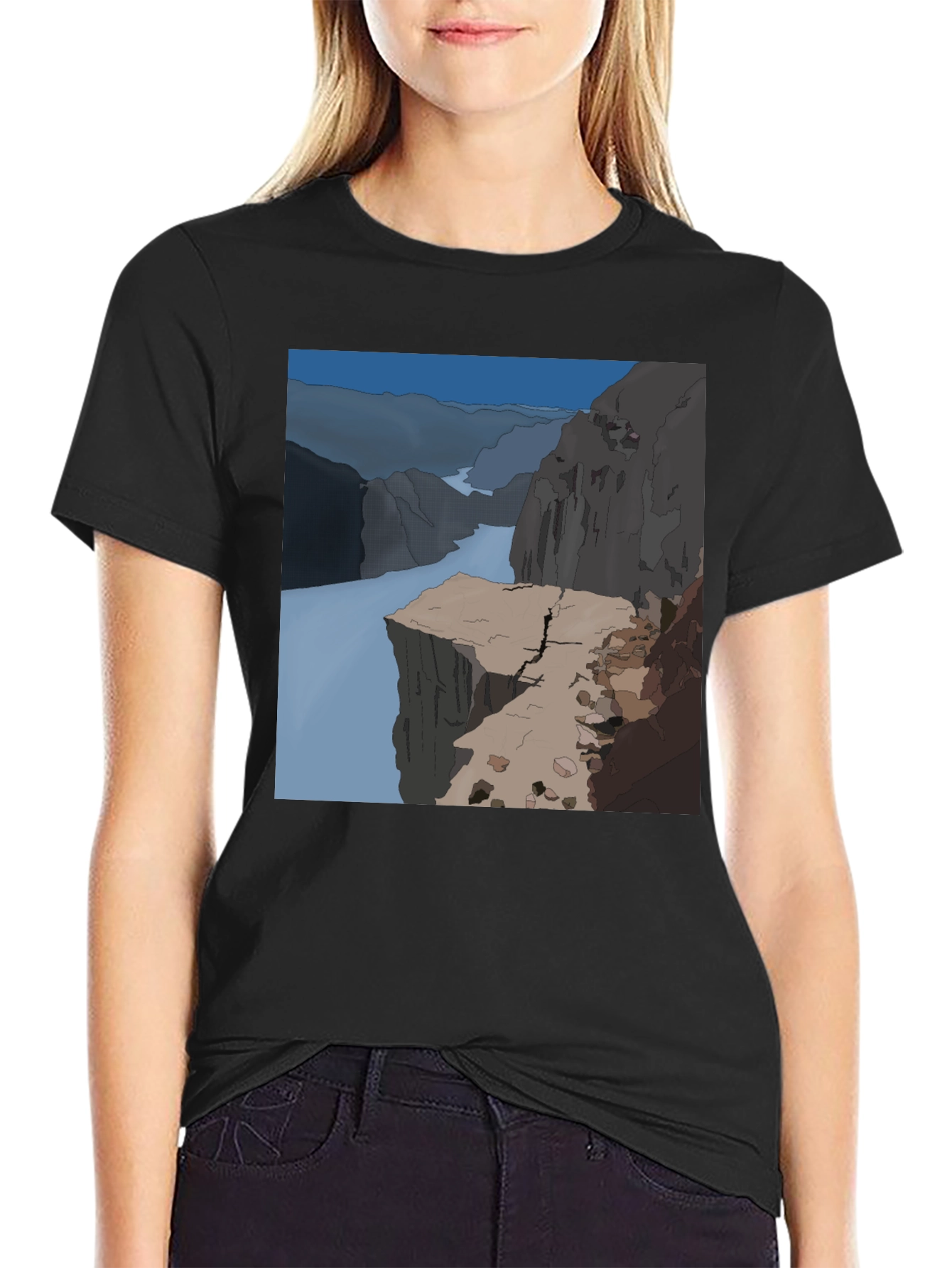 Cliffside T-Shirt - Black Cotton Graphic Tee