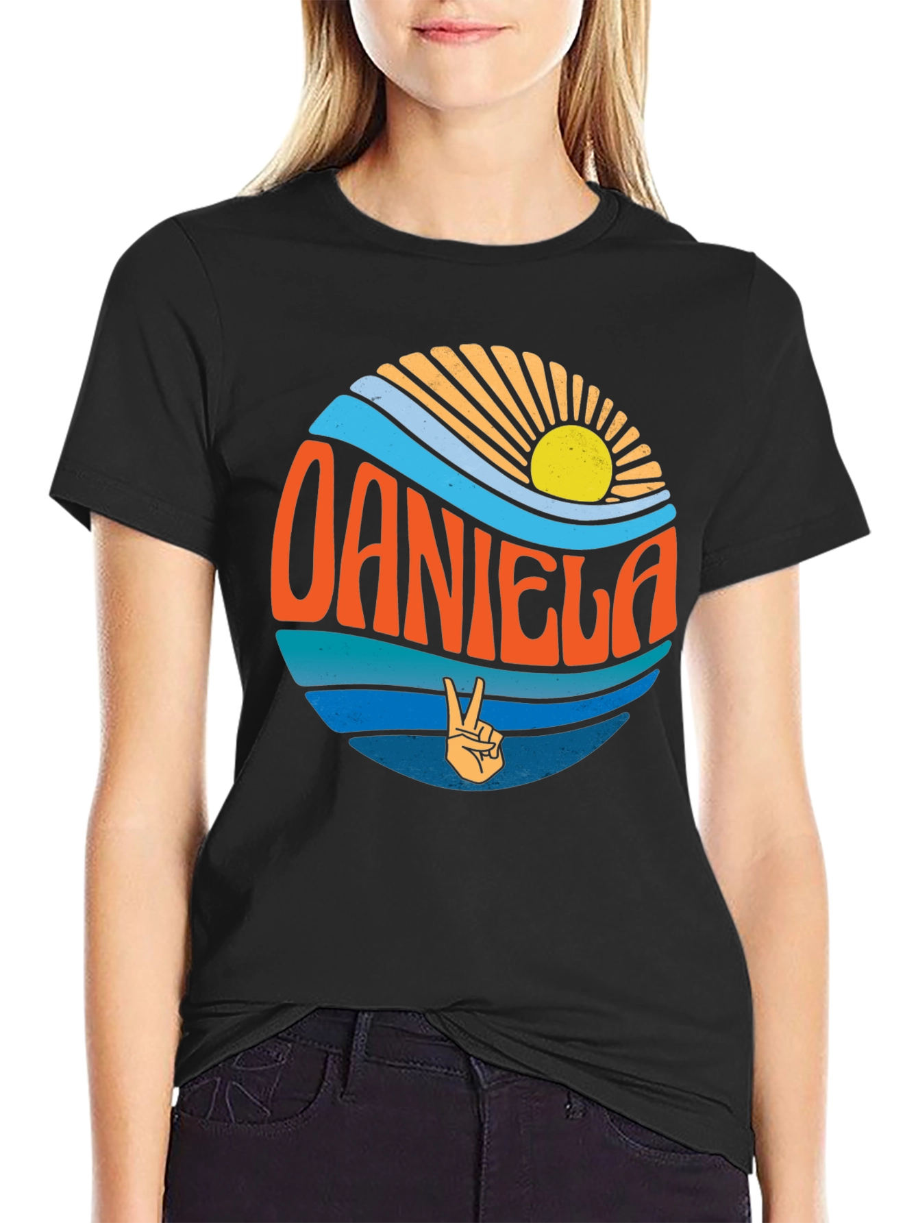 Retro Sunset Personalized Name T-Shirt