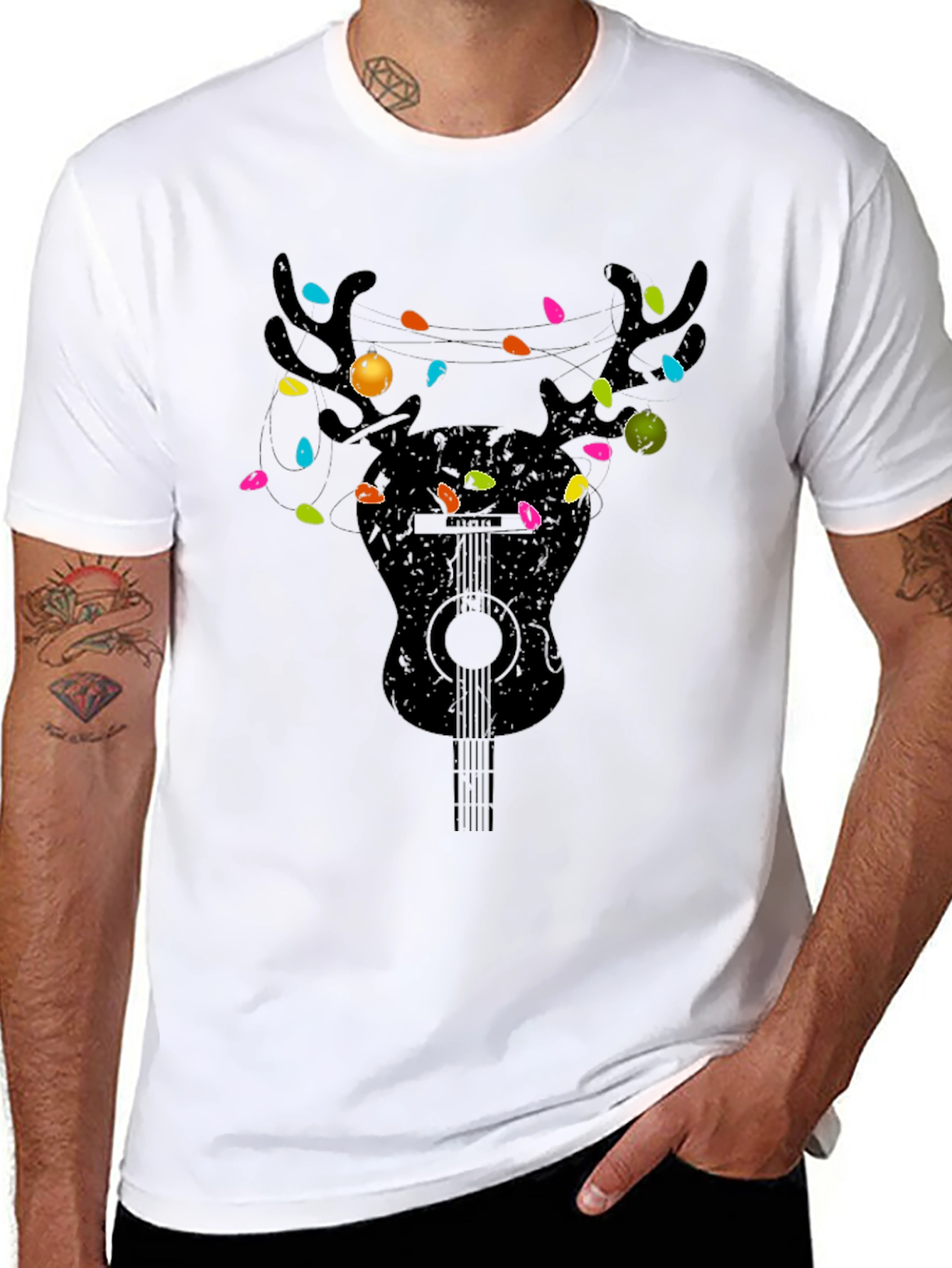 Guitar Reindeer Christmas T-Shirt