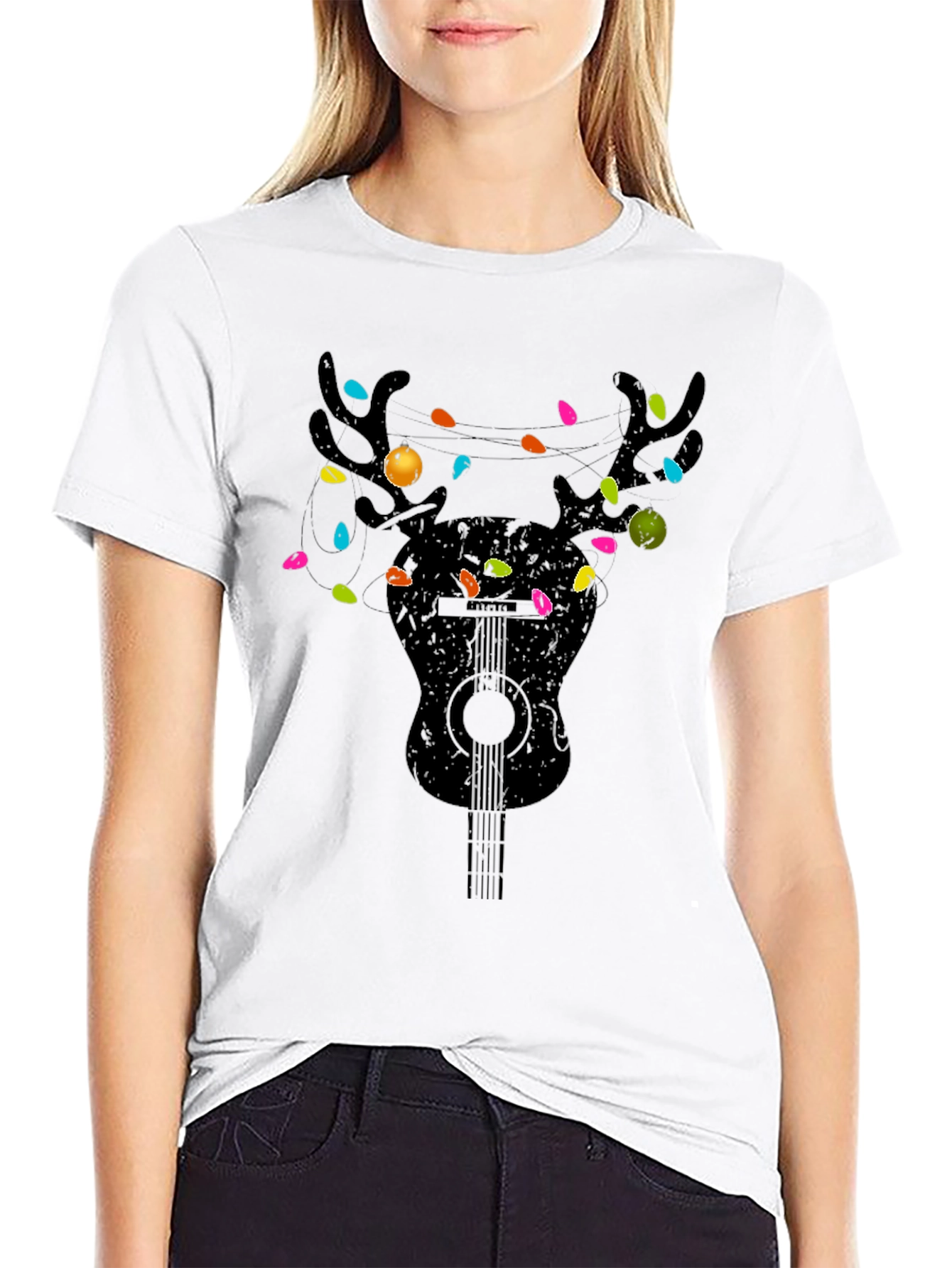 Guitar Reindeer Christmas T-Shirt