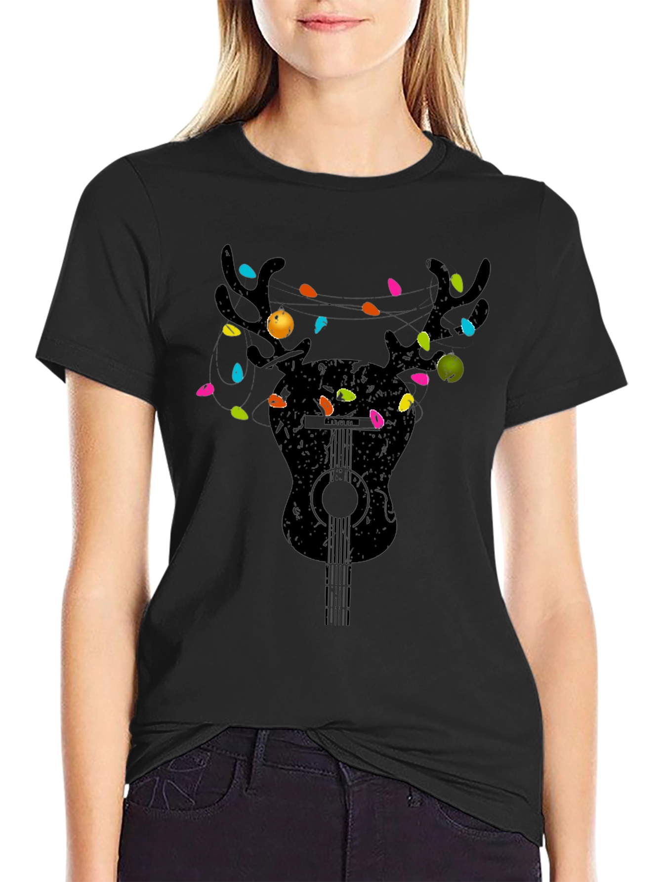 Guitar Reindeer Christmas T-Shirt