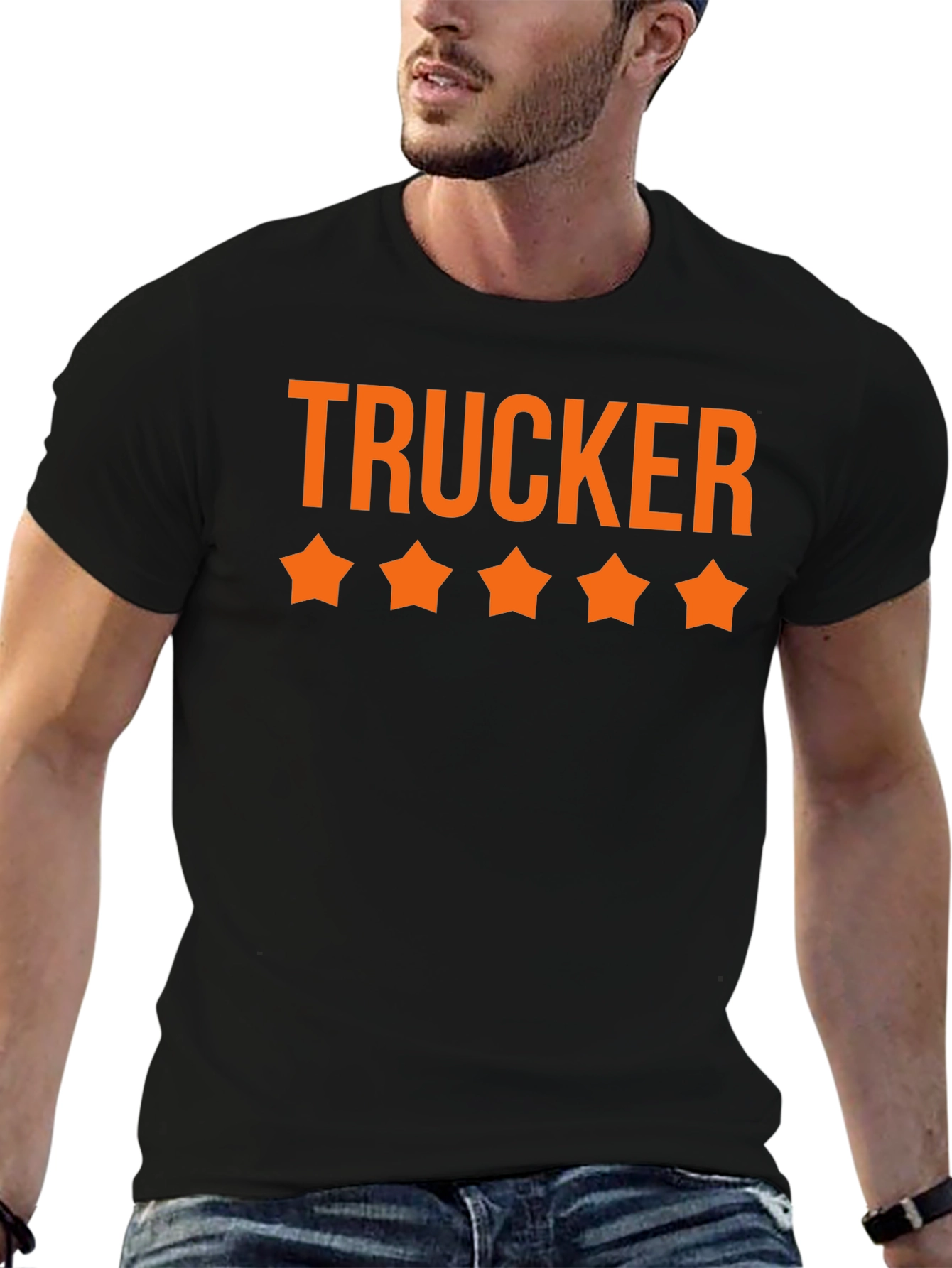 Trucker Five Star T-Shirt - Black