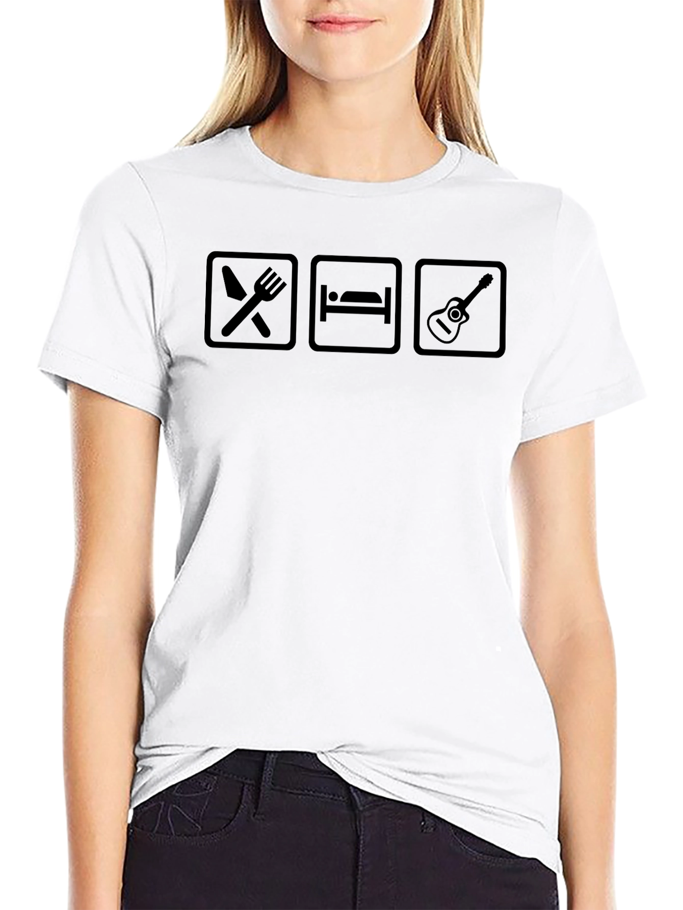 Eat Sleep Guitar Black Graphic T-Shirt