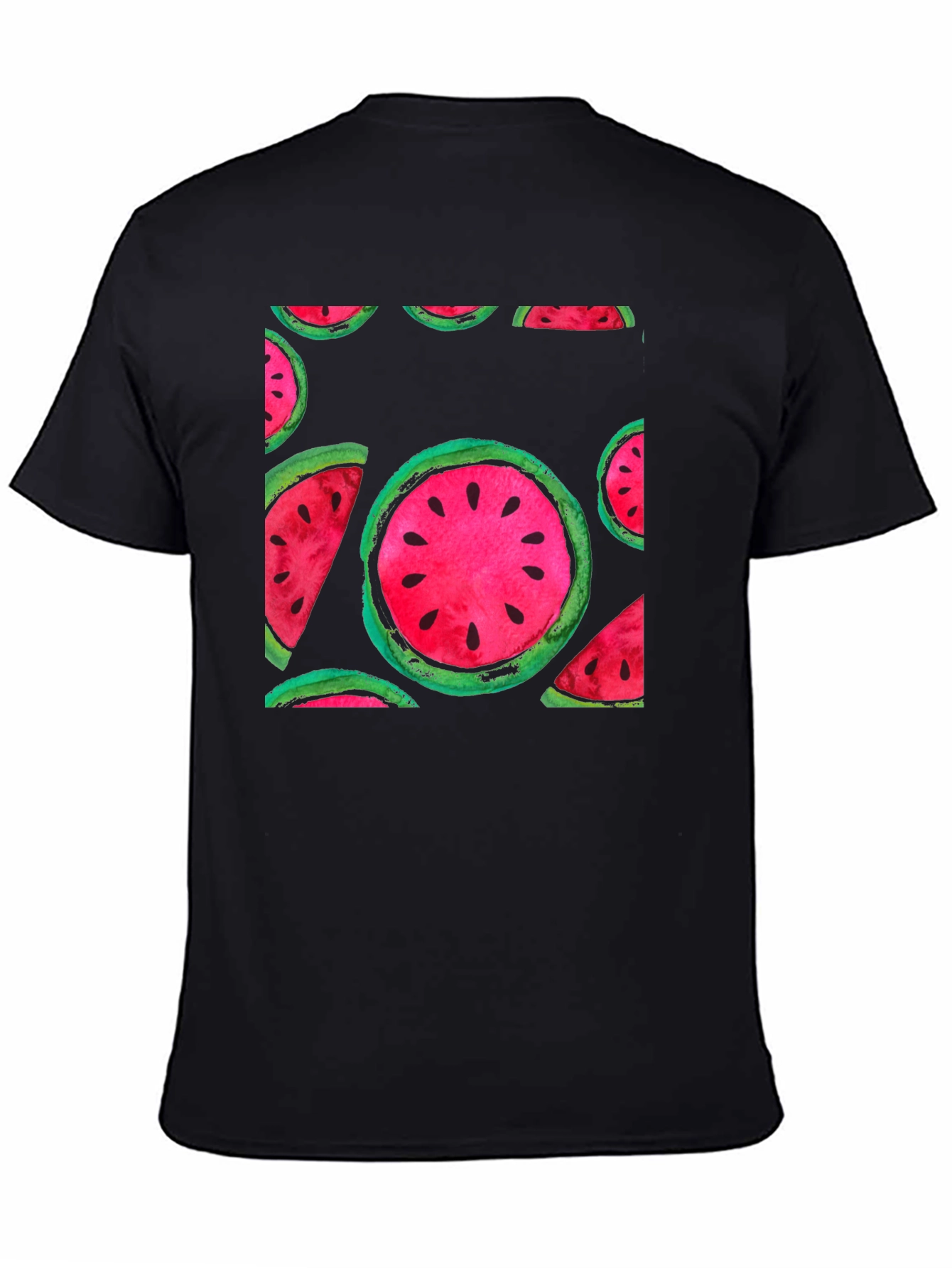 Watermelon Print Black T-Shirt