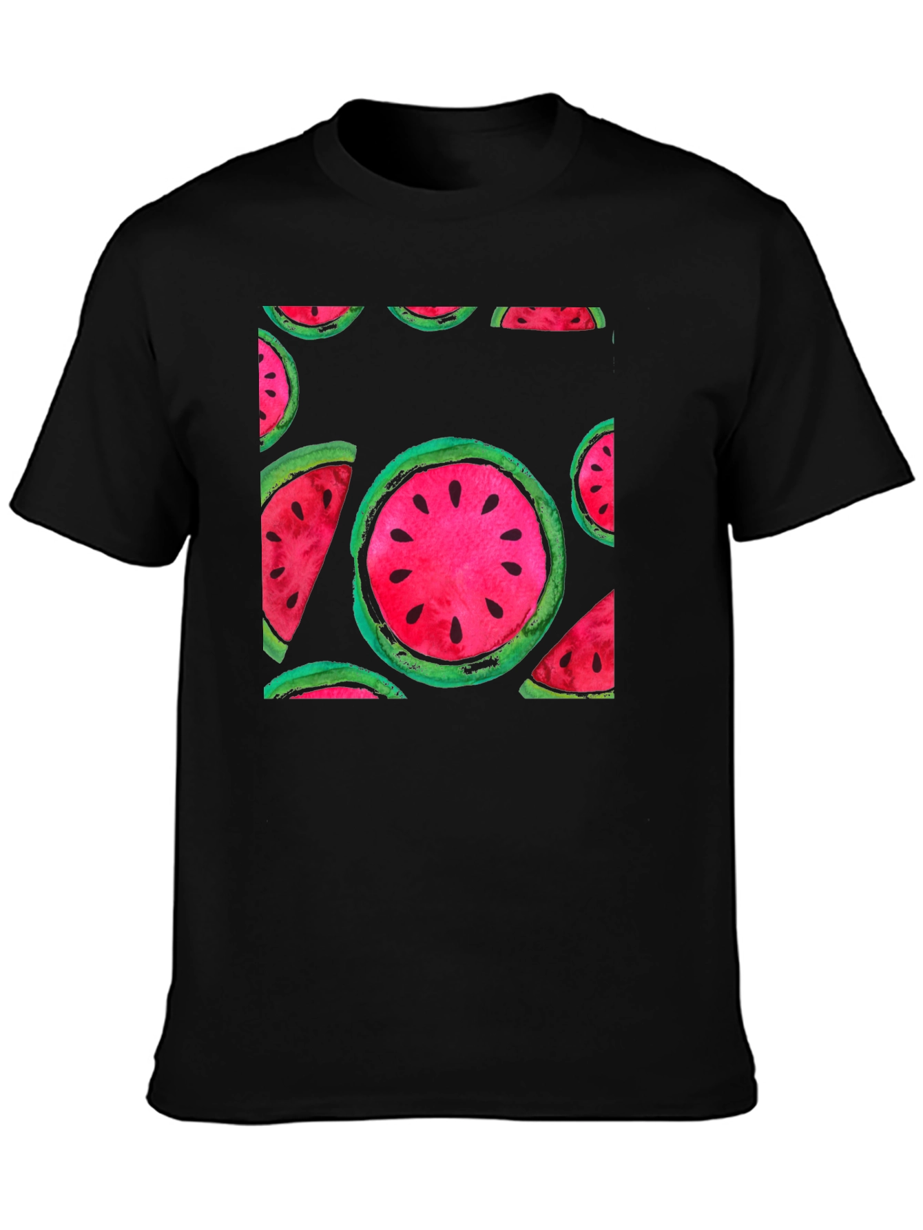 Watermelon Print Black T-Shirt
