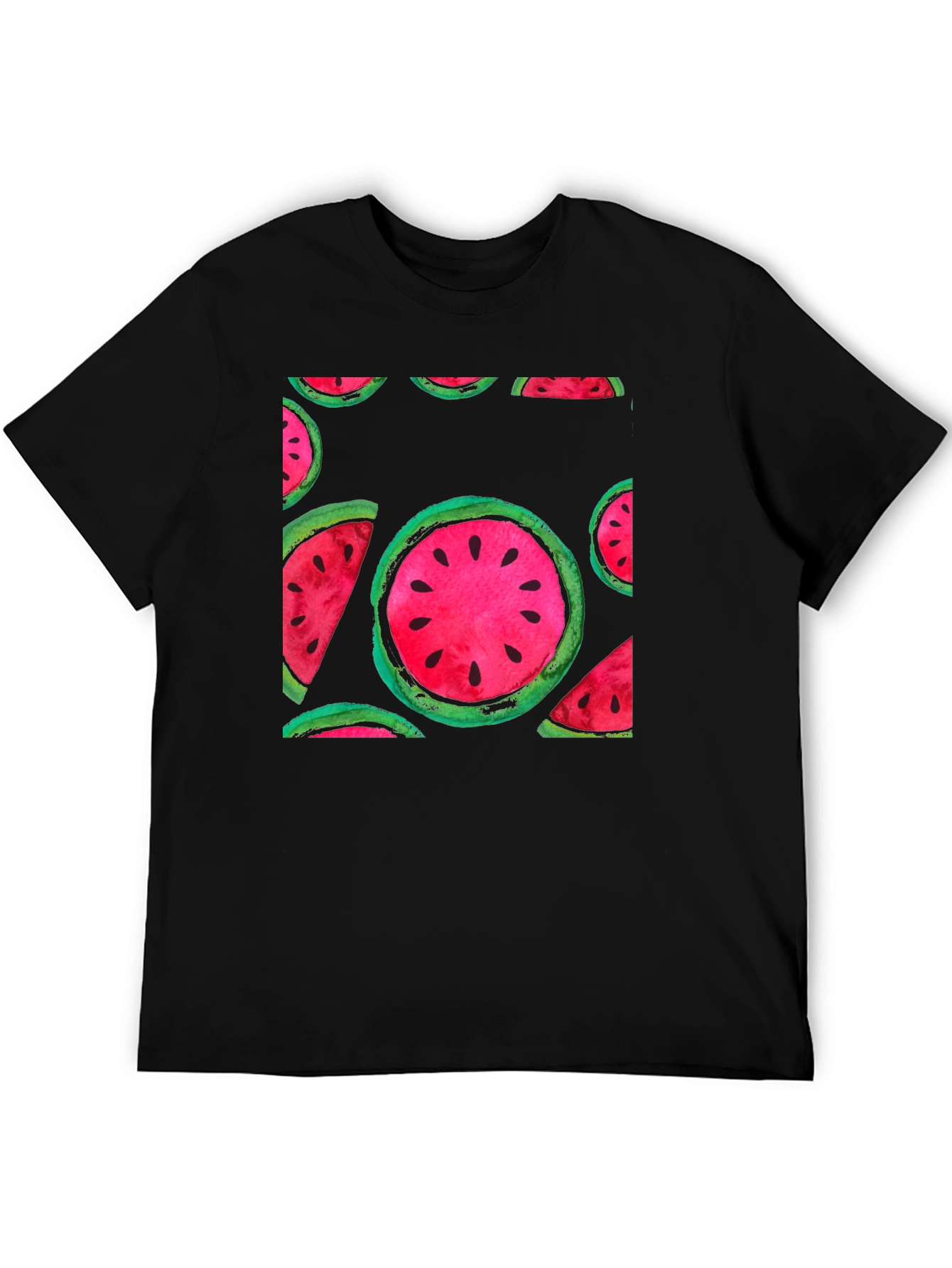 Watermelon Print Black T-Shirt