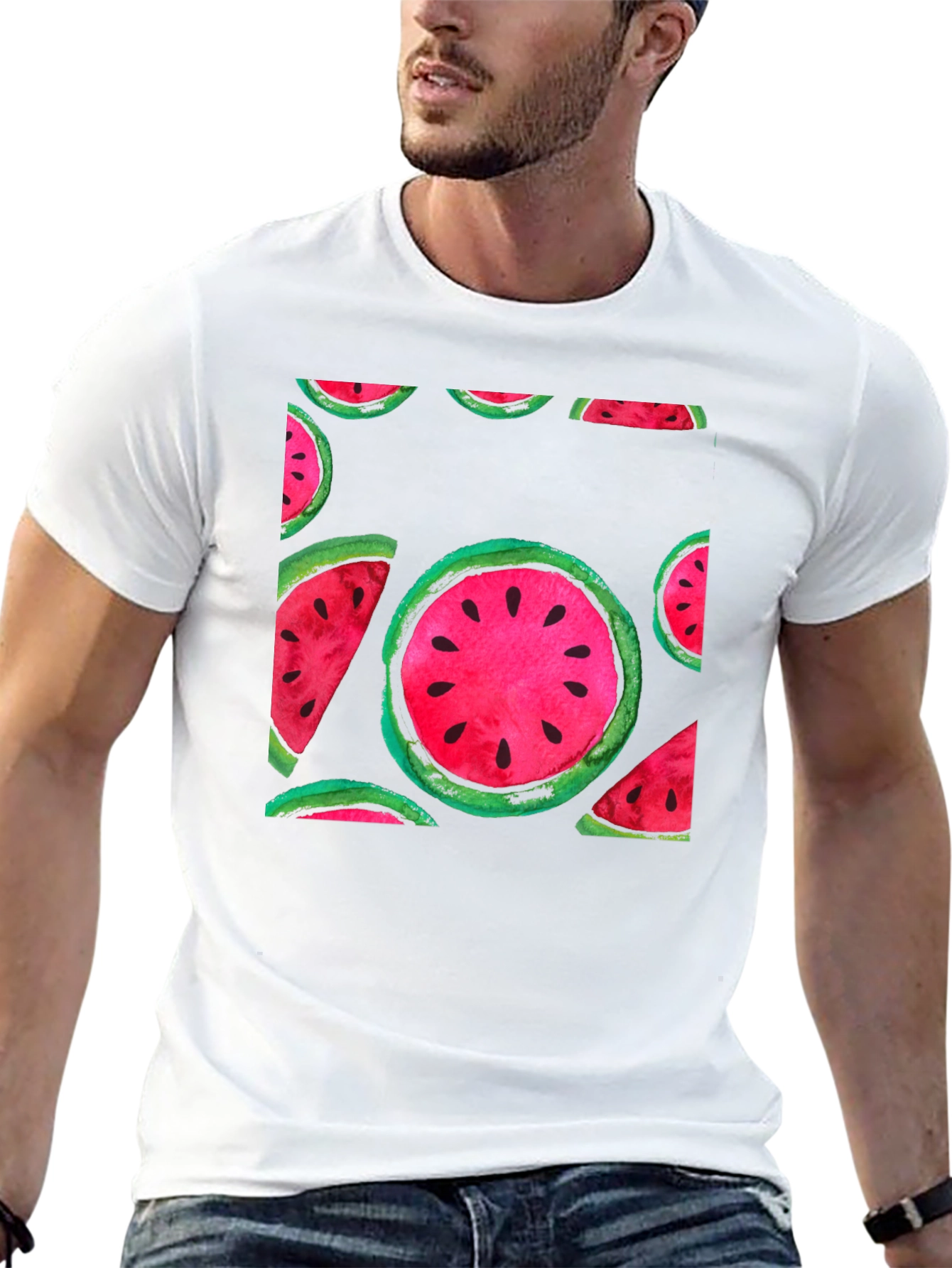 Watermelon Print Black T-Shirt