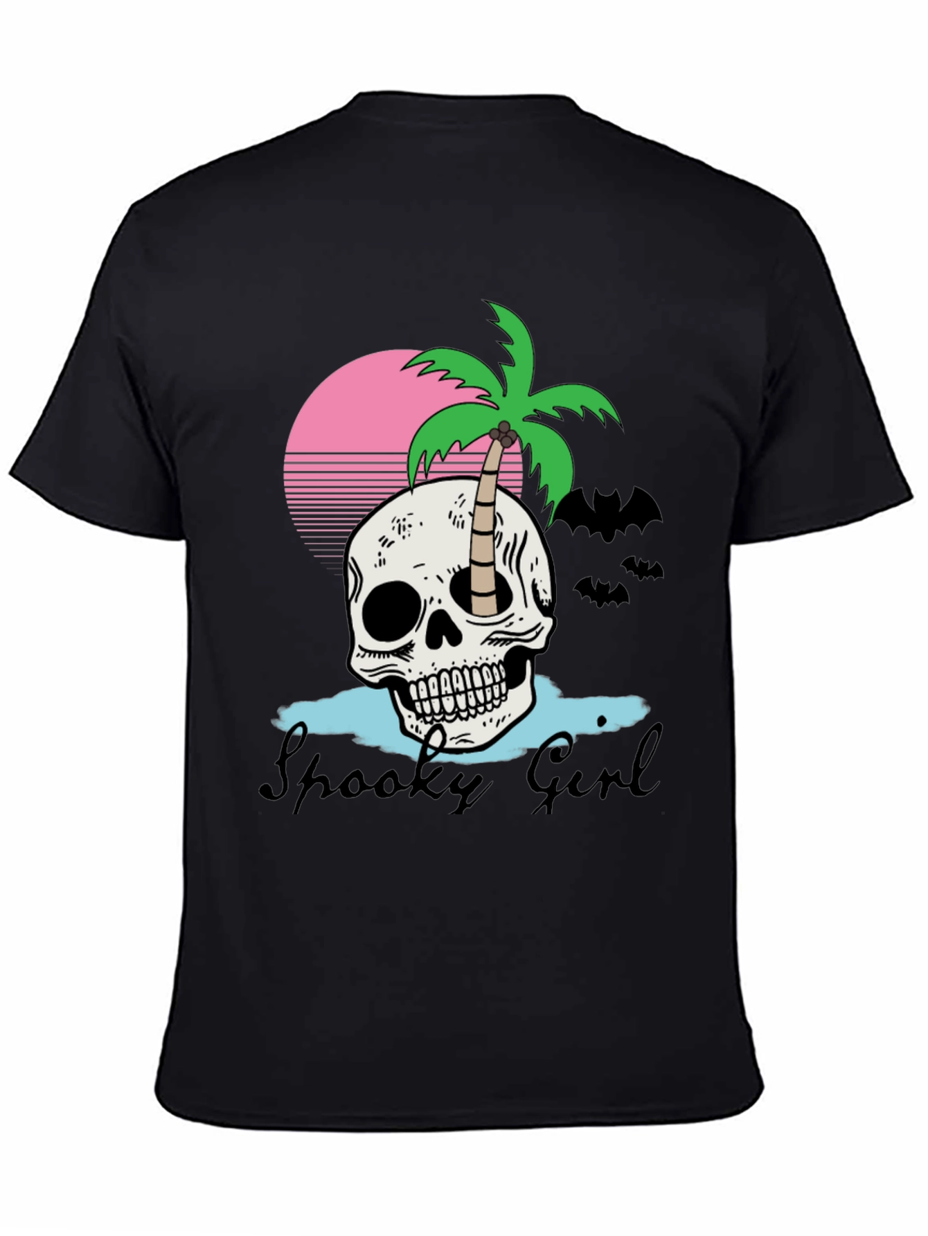 Spooky Girl Skull & Palm Tee - Halloween Style