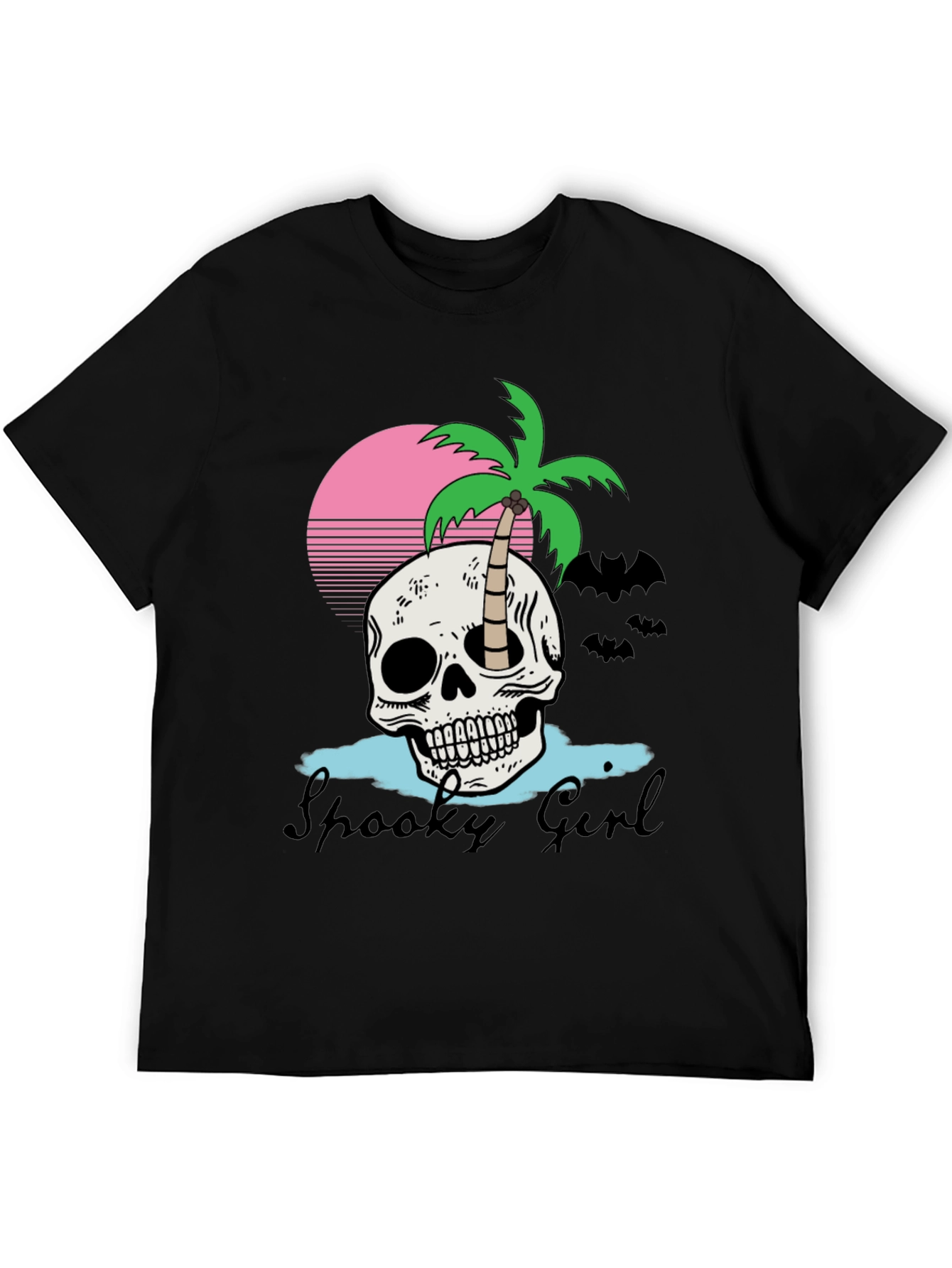 Spooky Girl Skull & Palm Tee - Halloween Style