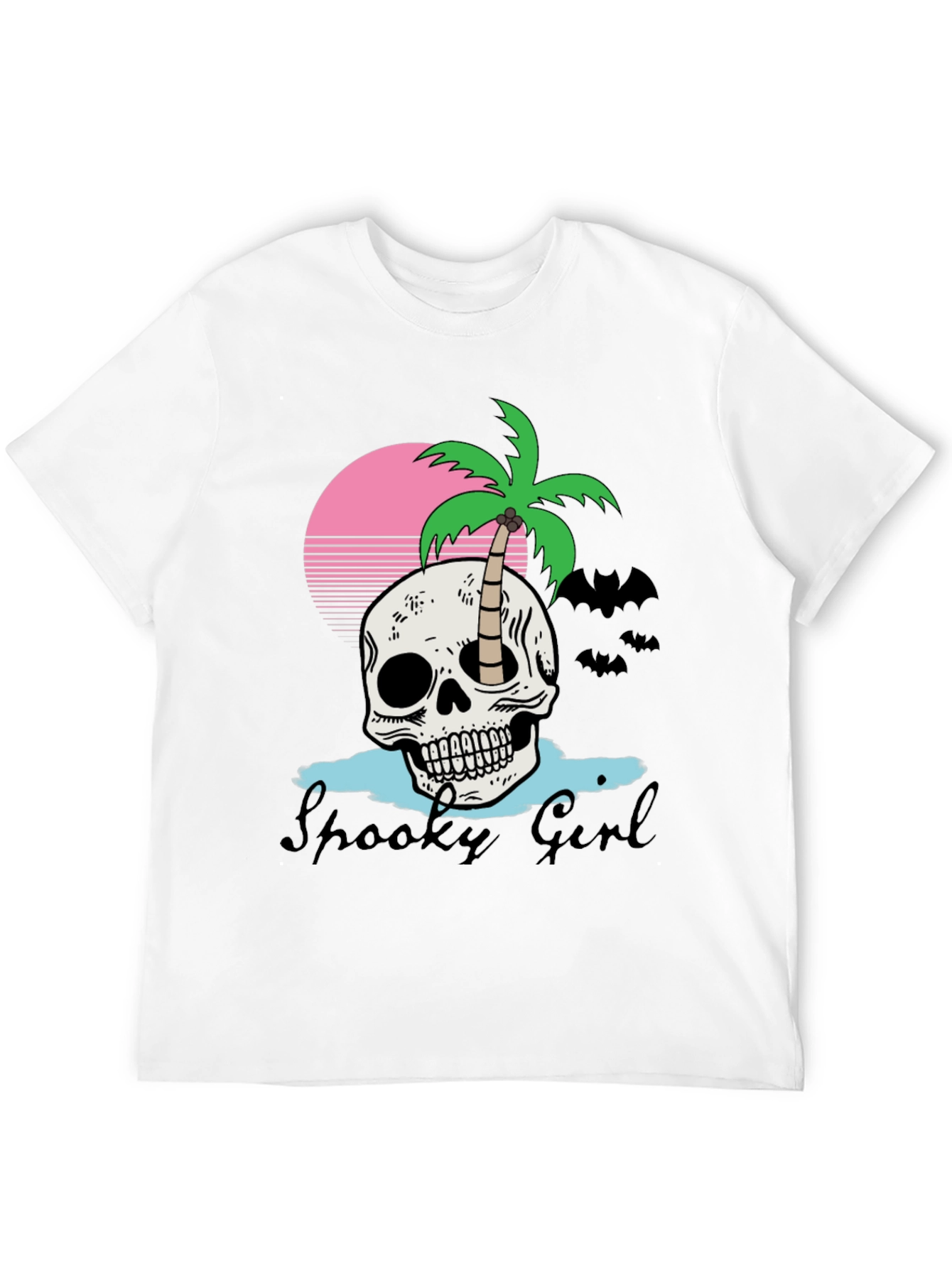 Spooky Girl Skull & Palm Tee - Halloween Style