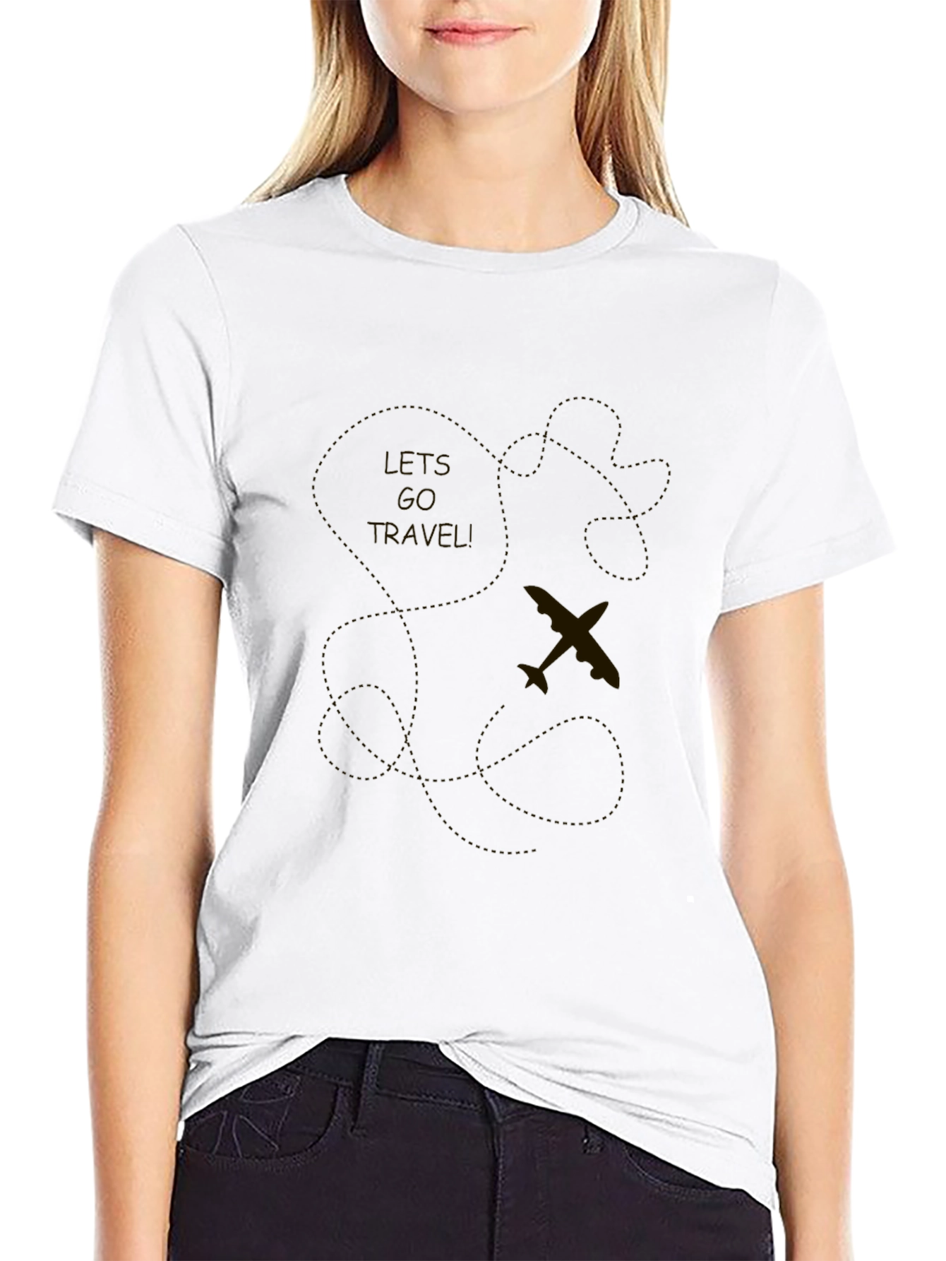 Lets Go Travel Mens Black Graphic T-Shirt