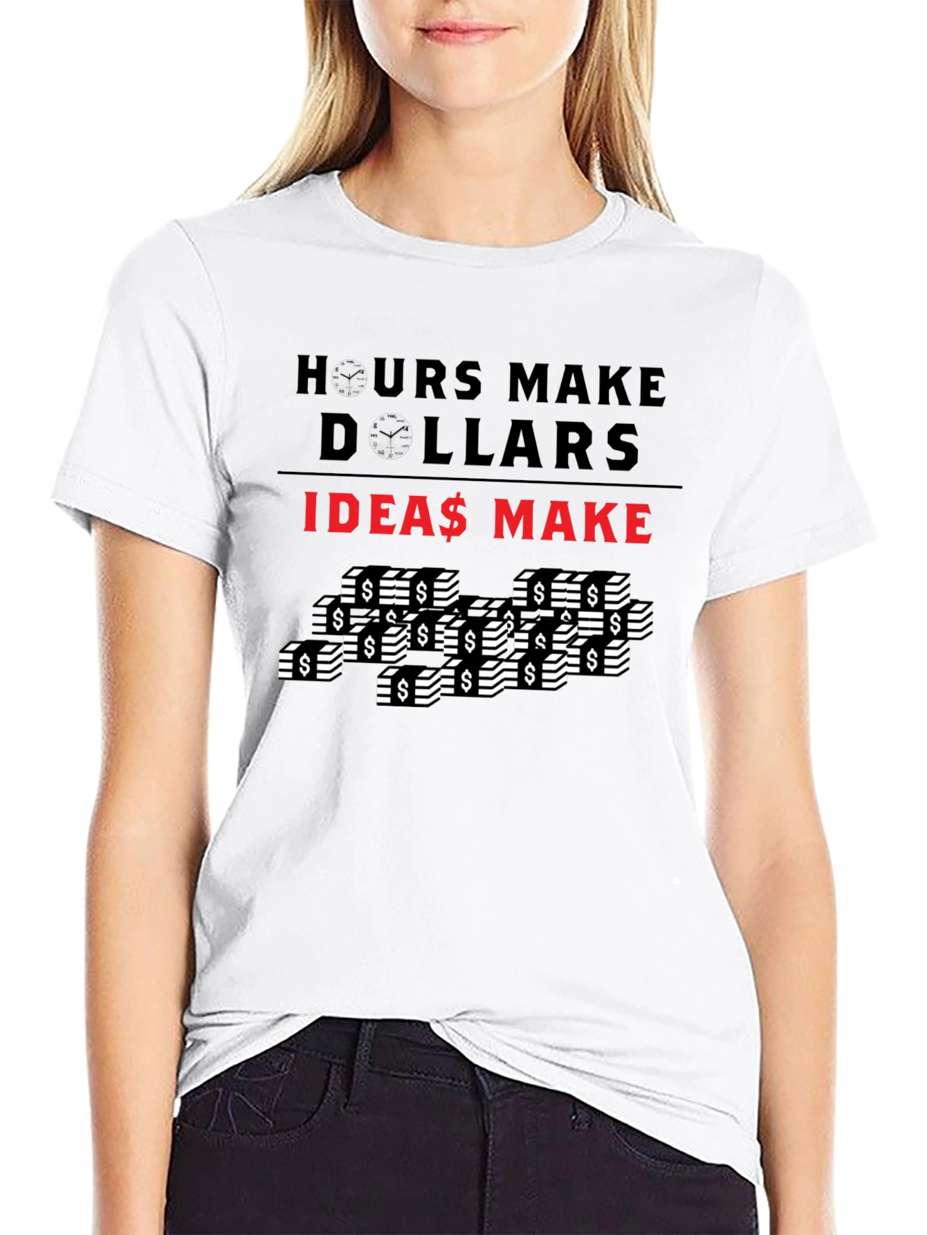 Time & Ideas Make Dollars Graphic Tee - Black