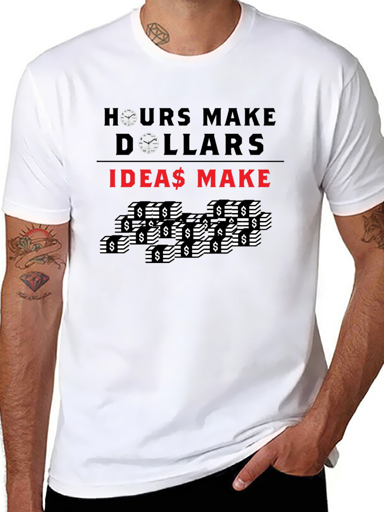 Time & Ideas Make Dollars Graphic Tee - Black