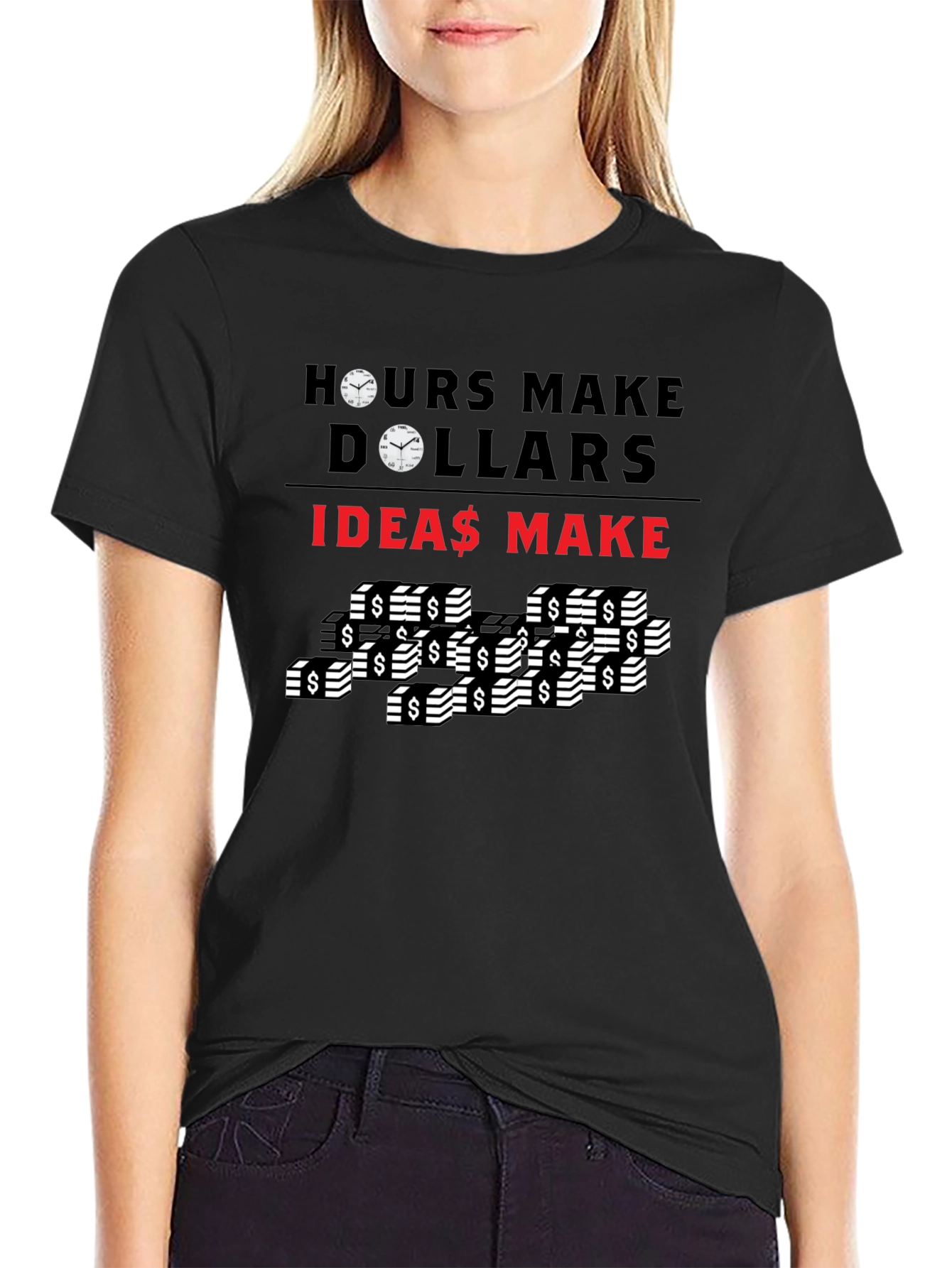 Time & Ideas Make Dollars Graphic Tee - Black