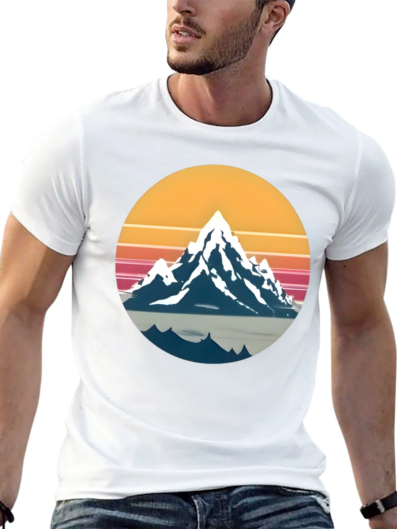 Retro Mountain Graphic Tee - Sunset Adventure Shirt