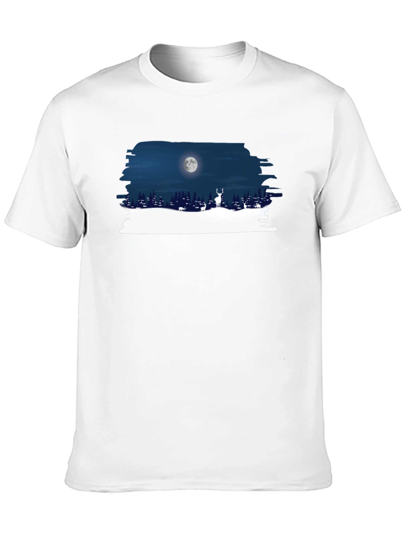 Moonlit Deer Graphic Tee - Black Cotton Shirt