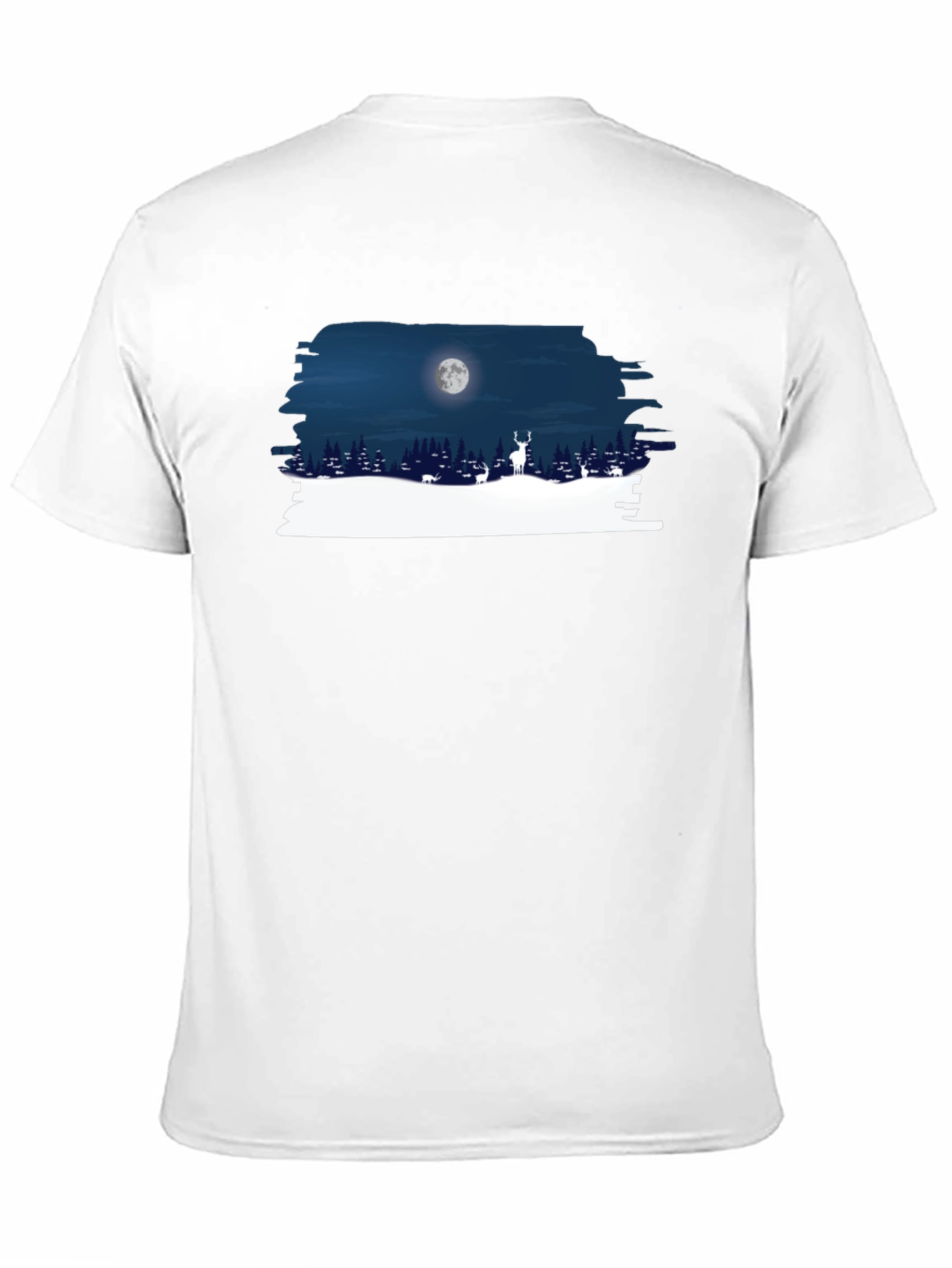 Moonlit Deer Graphic Tee - Black Cotton Shirt