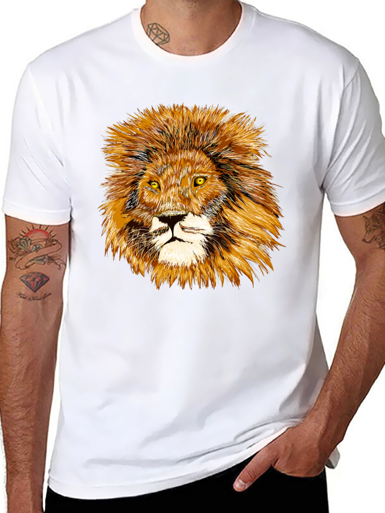 Lion Graphic Tee - Black Cotton Comfort