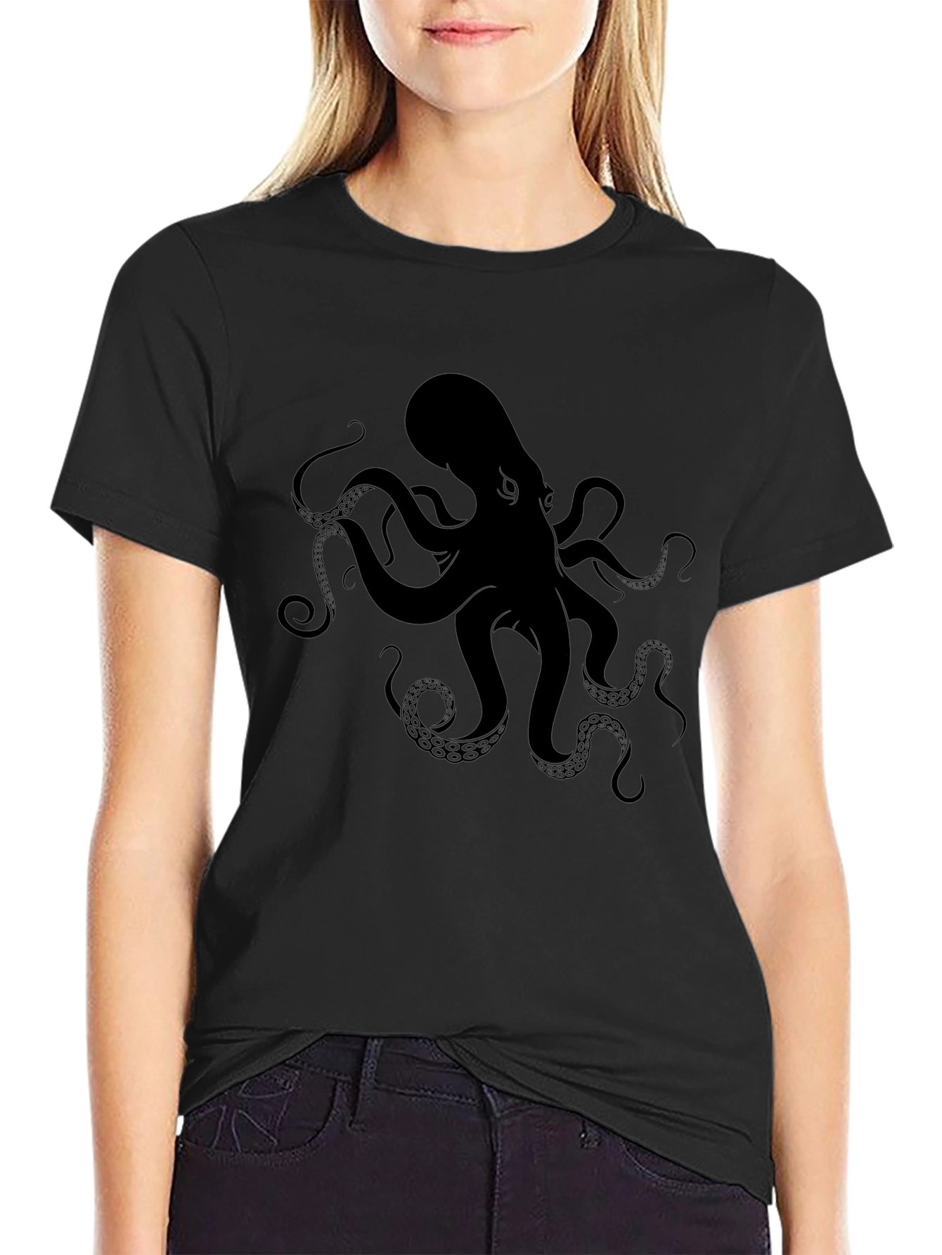 Mens Black Octopus Graphic Tee