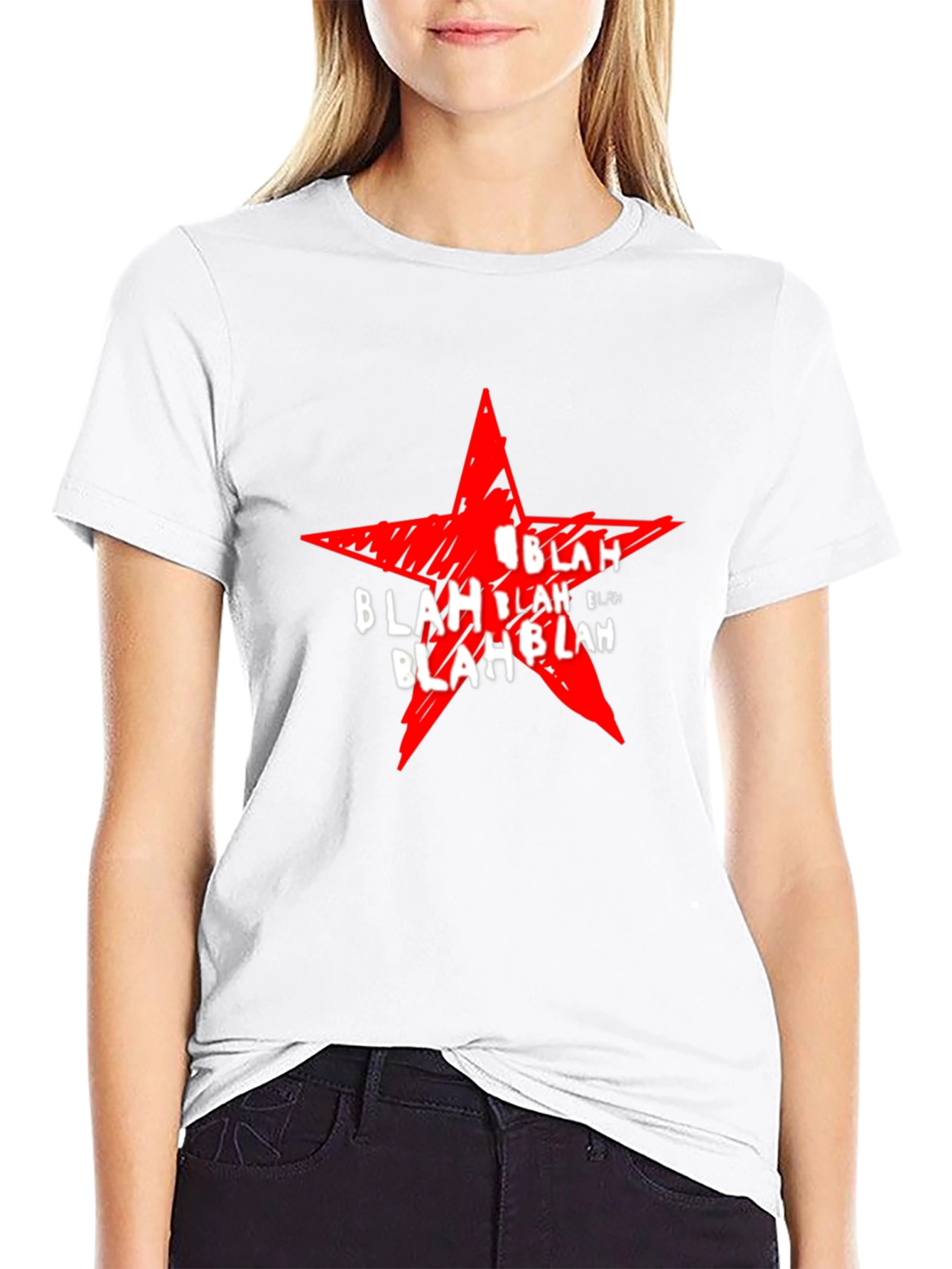 Statement Graphic Tee - Red Star Blah Print