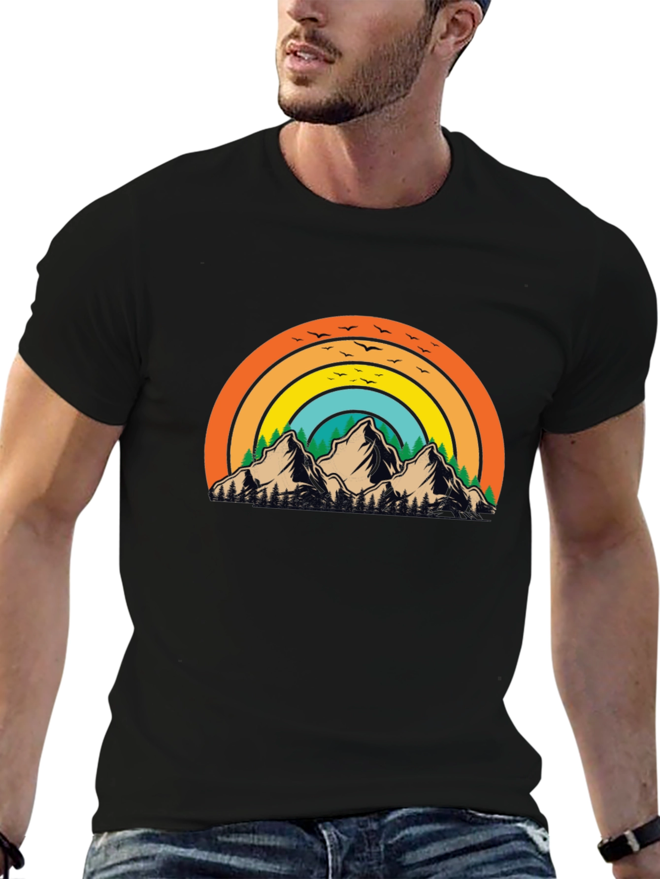 Retro Mountain Rainbow Graphic Tee
