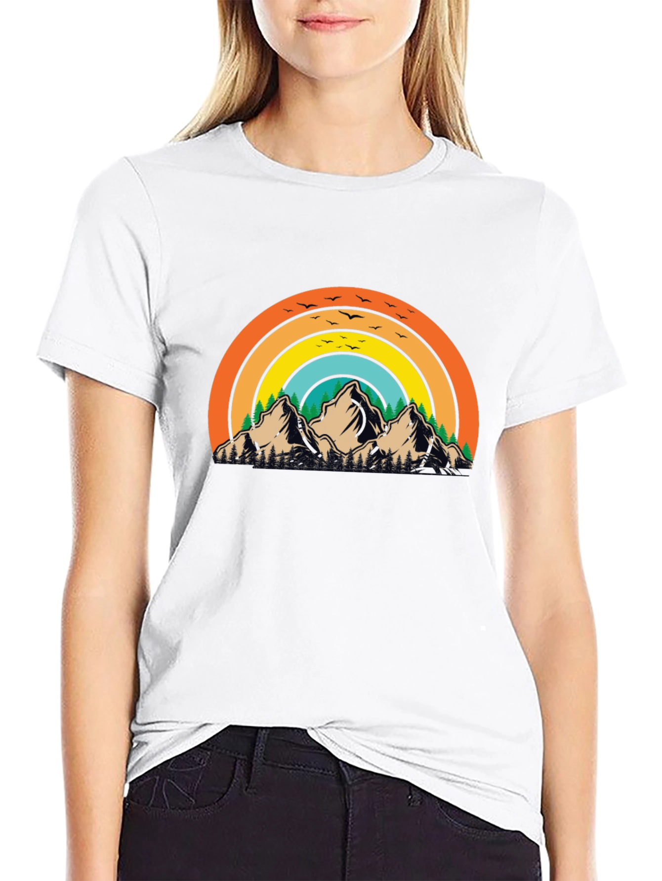Retro Mountain Rainbow Graphic Tee