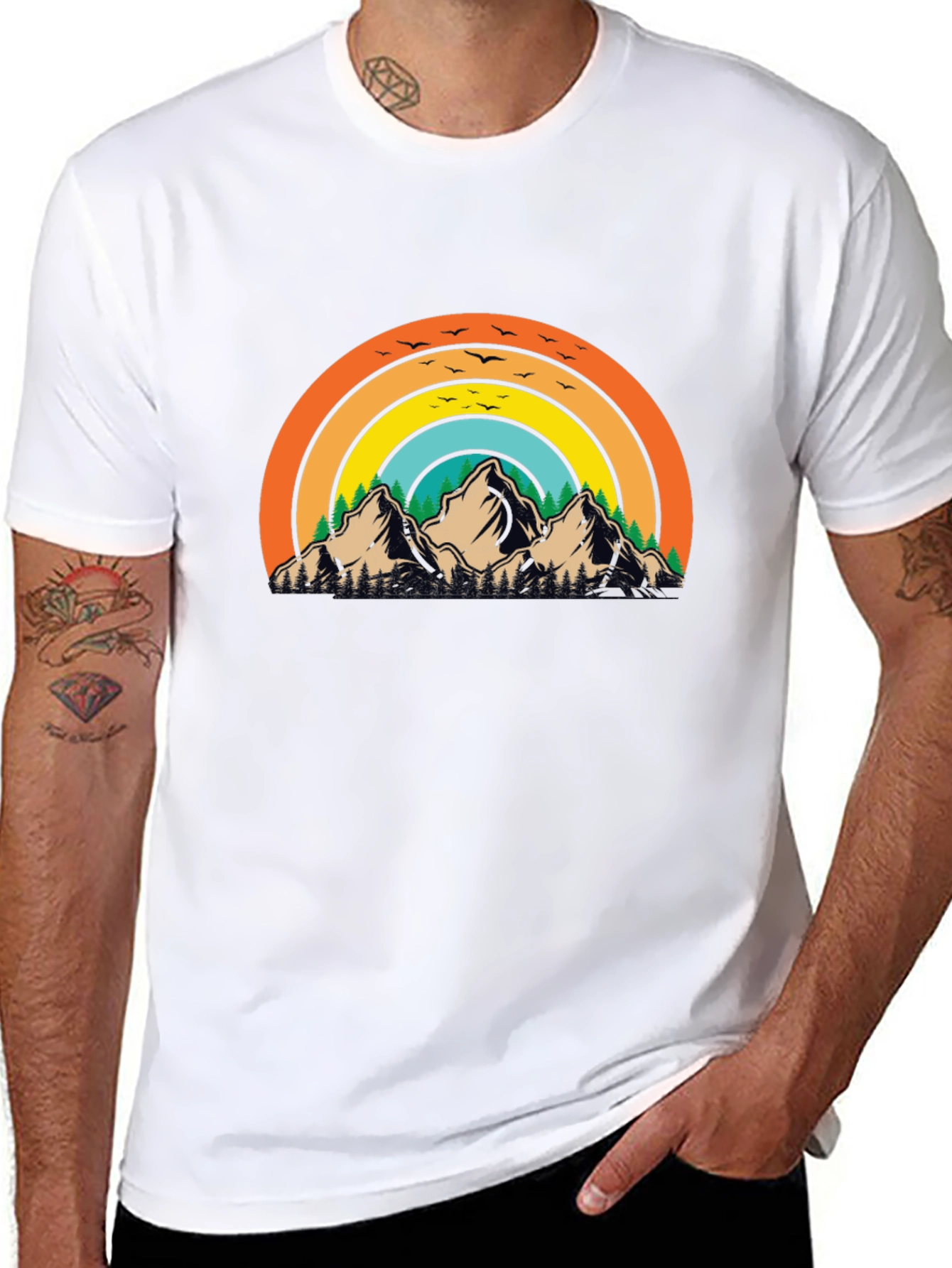 Retro Mountain Rainbow Graphic Tee