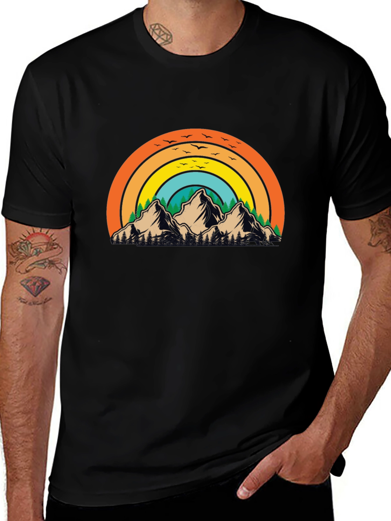 Retro Mountain Rainbow Graphic Tee