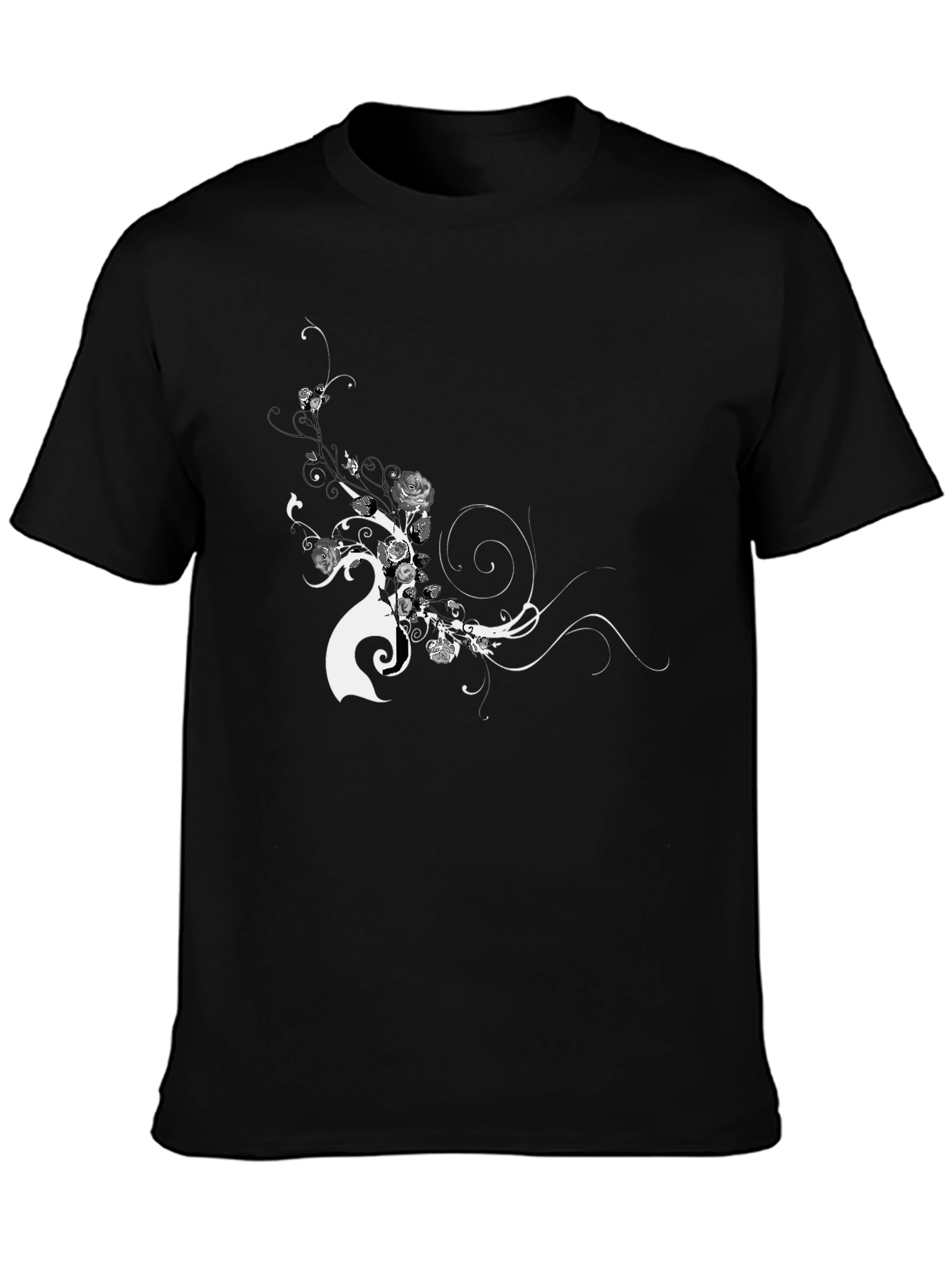 Black Floral Graphic Tee - Modern Style