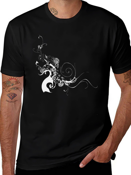 Black Floral Graphic Tee - Modern Style