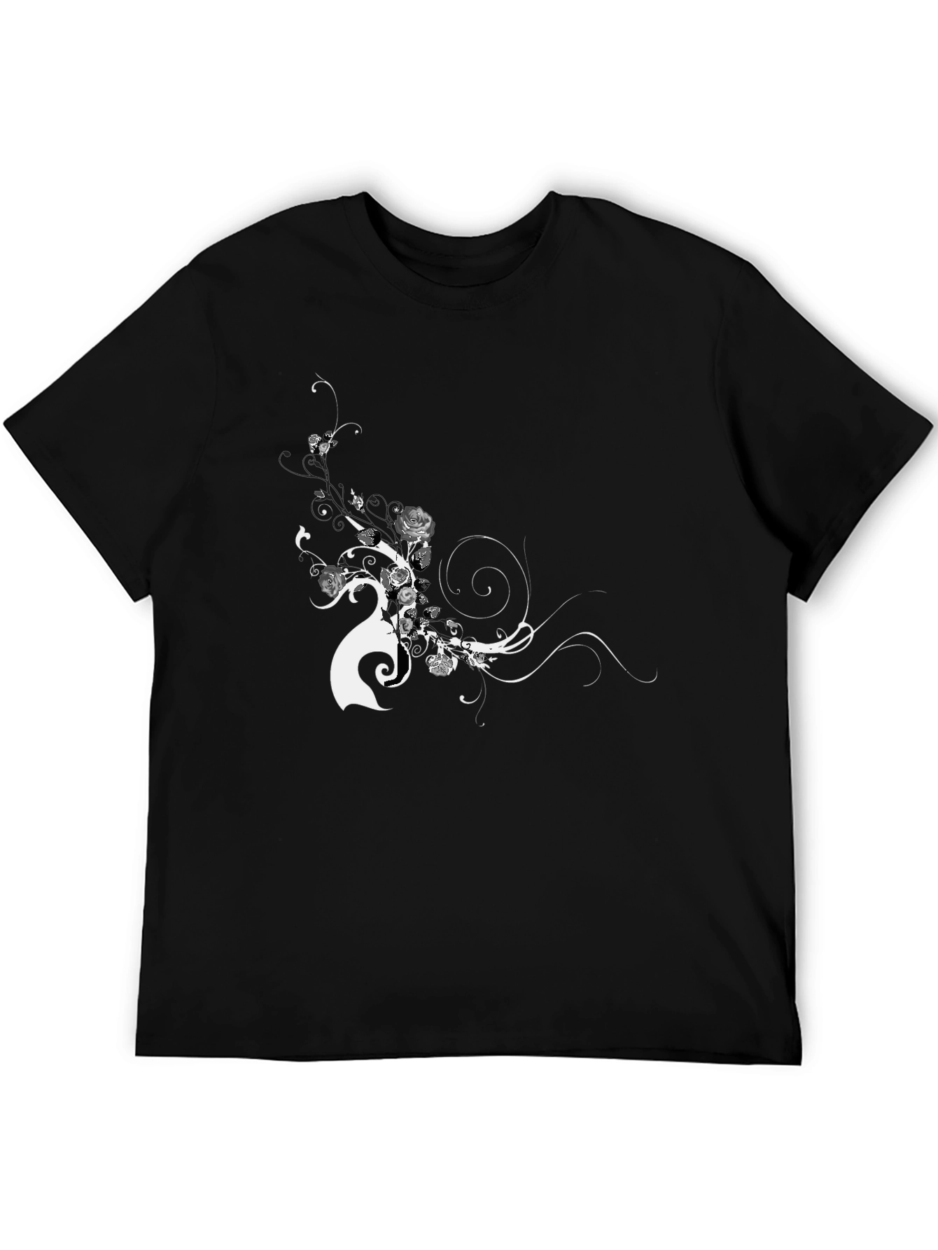 Black Floral Graphic Tee - Modern Style