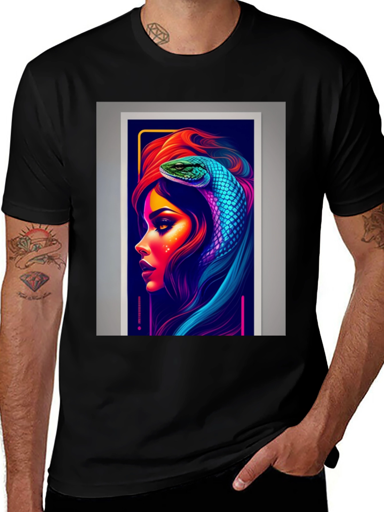 Neon Snake Woman Graphic Tee - Stylish & Unique