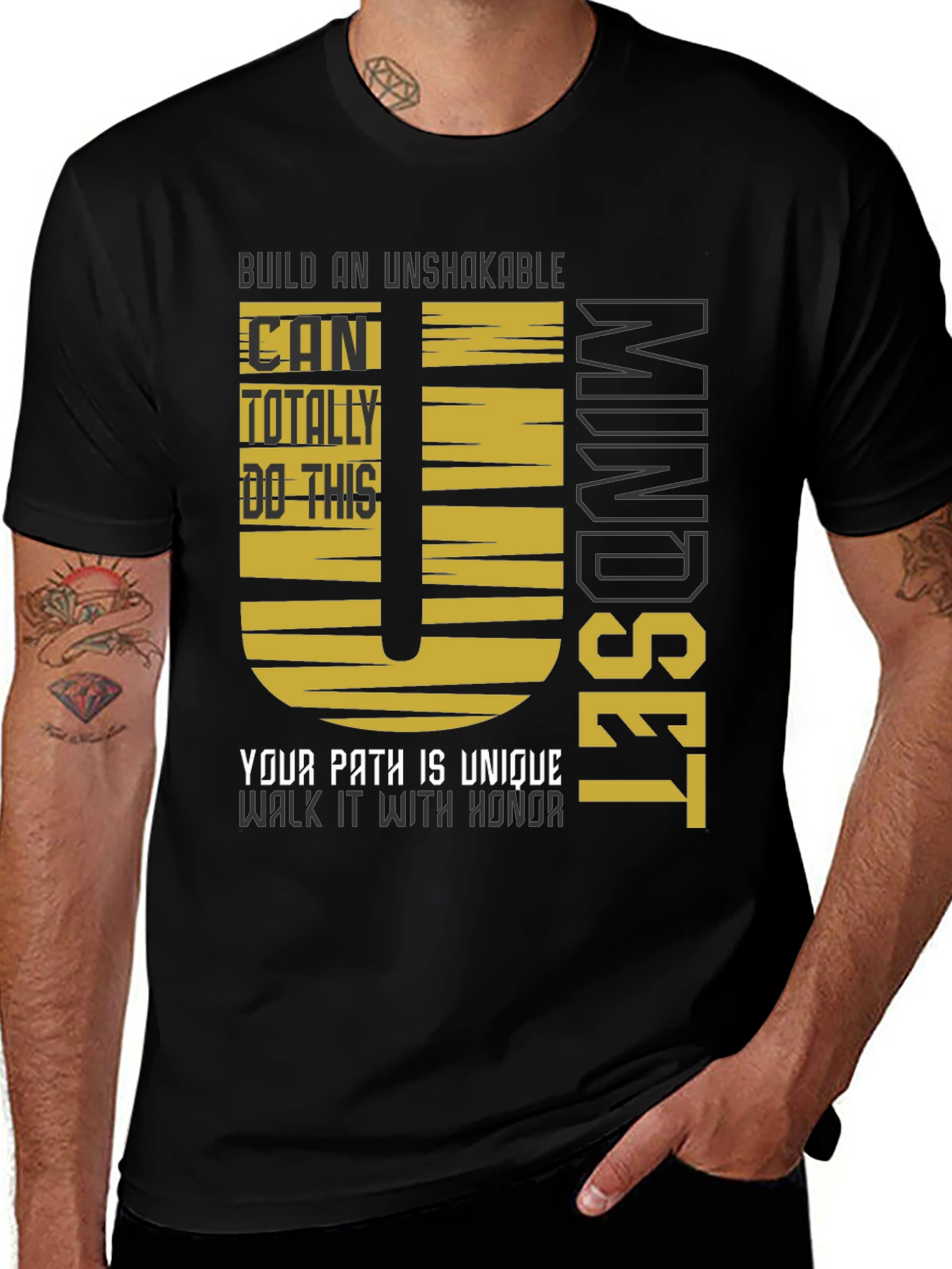 Unshakable Mindset Graphic Tee - Motivational Black T-Shirt