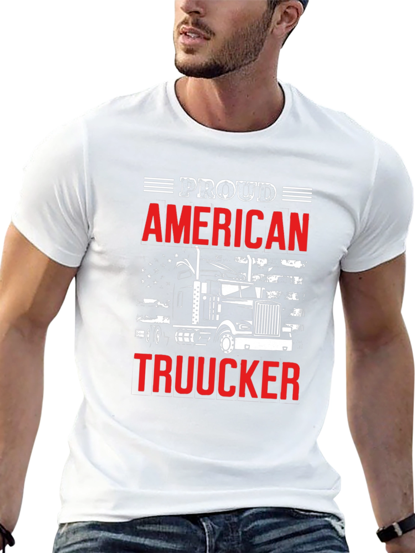 Proud American Trucker Graphic T-Shirt