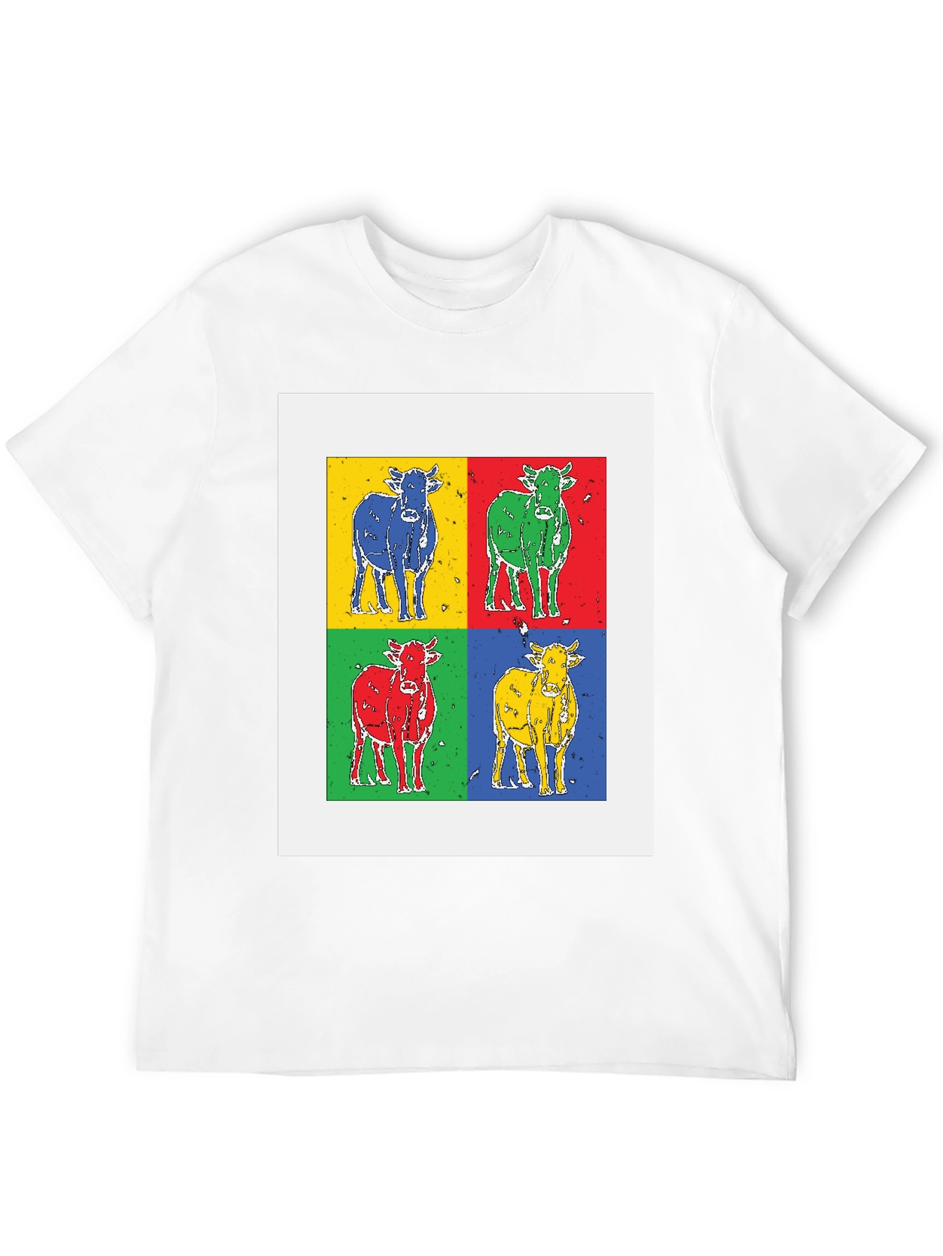 Pop Art Cow Tee - Black Cotton Graphic T-Shirt