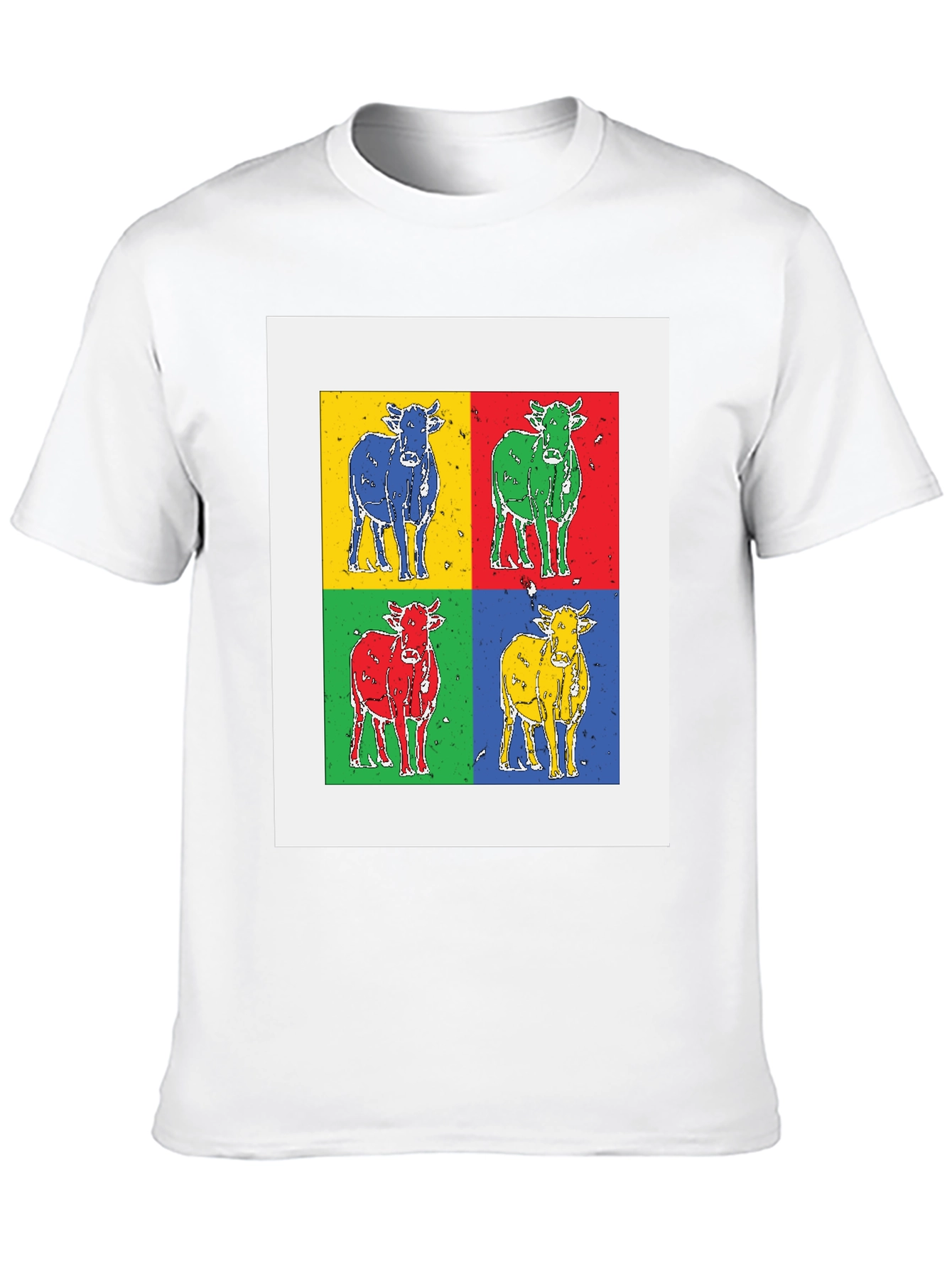 Pop Art Cow Tee - Black Cotton Graphic T-Shirt