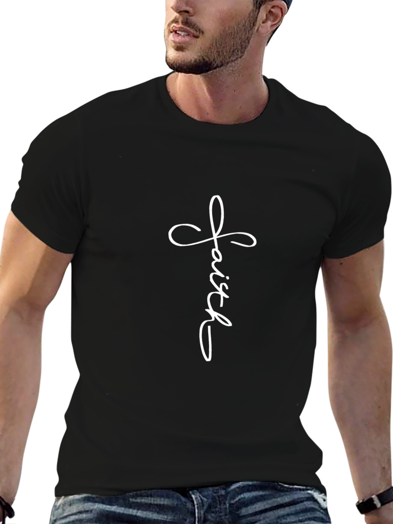 Faith Script Graphic Black T-Shirt