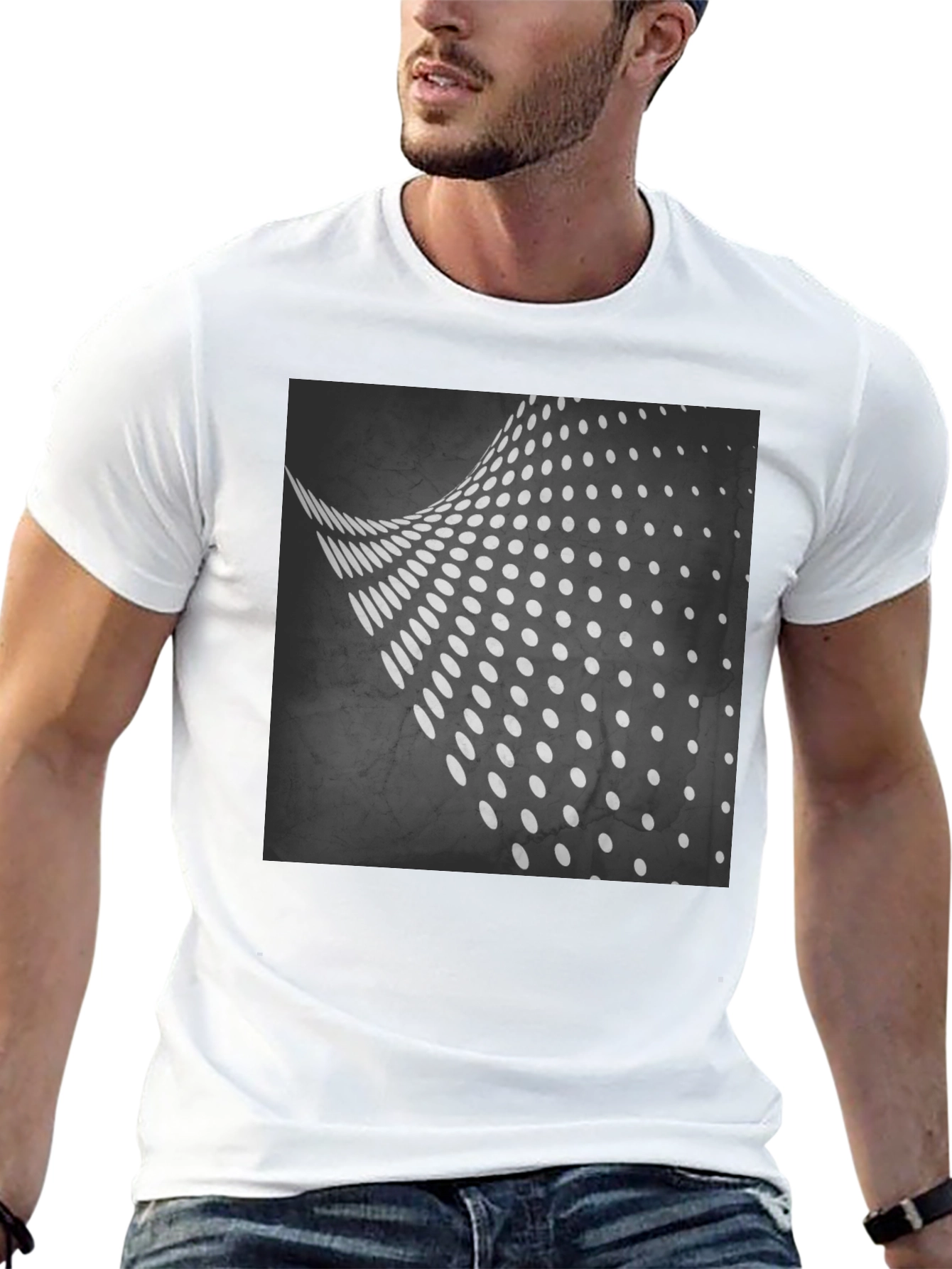 Abstract Dot Wave Black T-Shirt