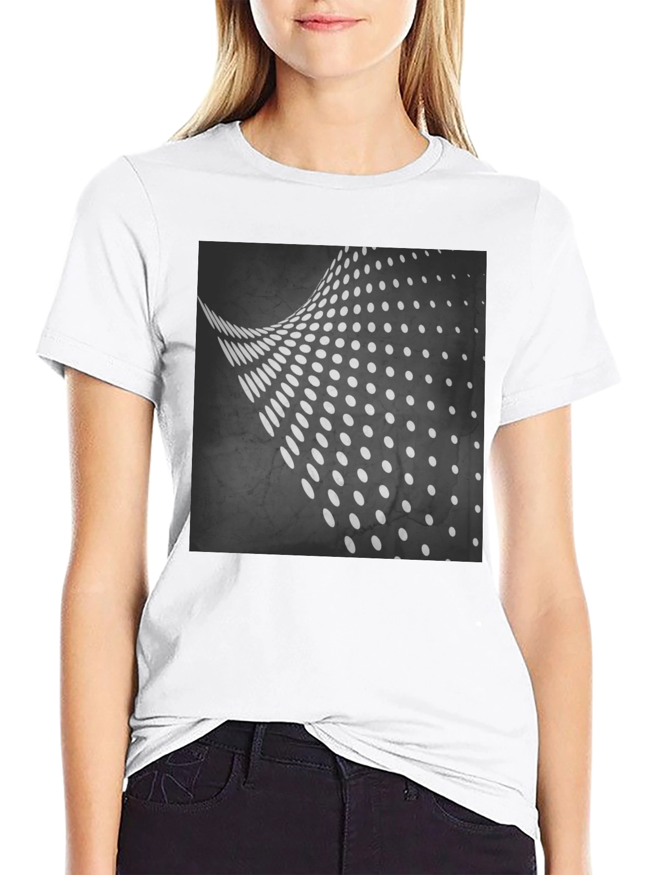 Abstract Dot Wave Black T-Shirt
